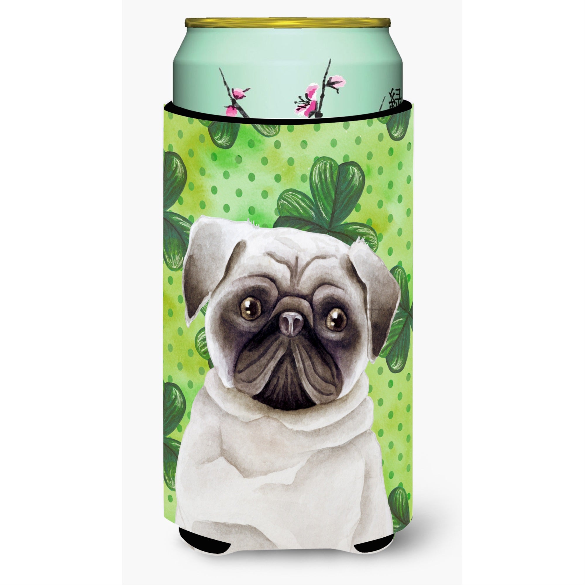 Caroline'S Treasures Pug Shamrocks Decorative Can Hugger, Tall Boy, Multicolor