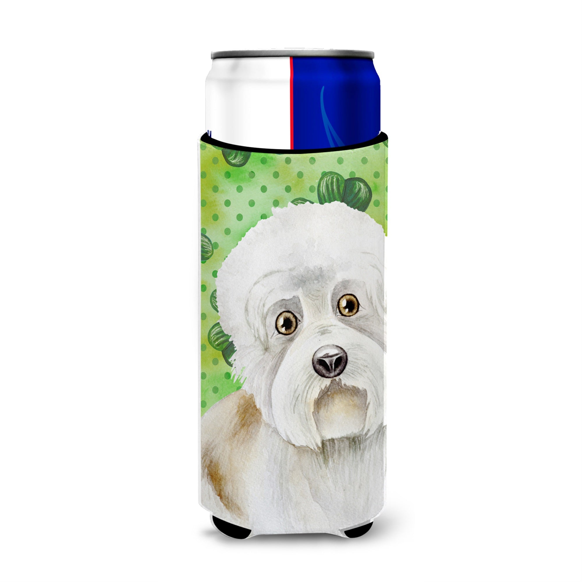 Caroline'S Treasures Dandie Dinmont Shamrocks Decorative Can Hugger, Slim, Multicolor
