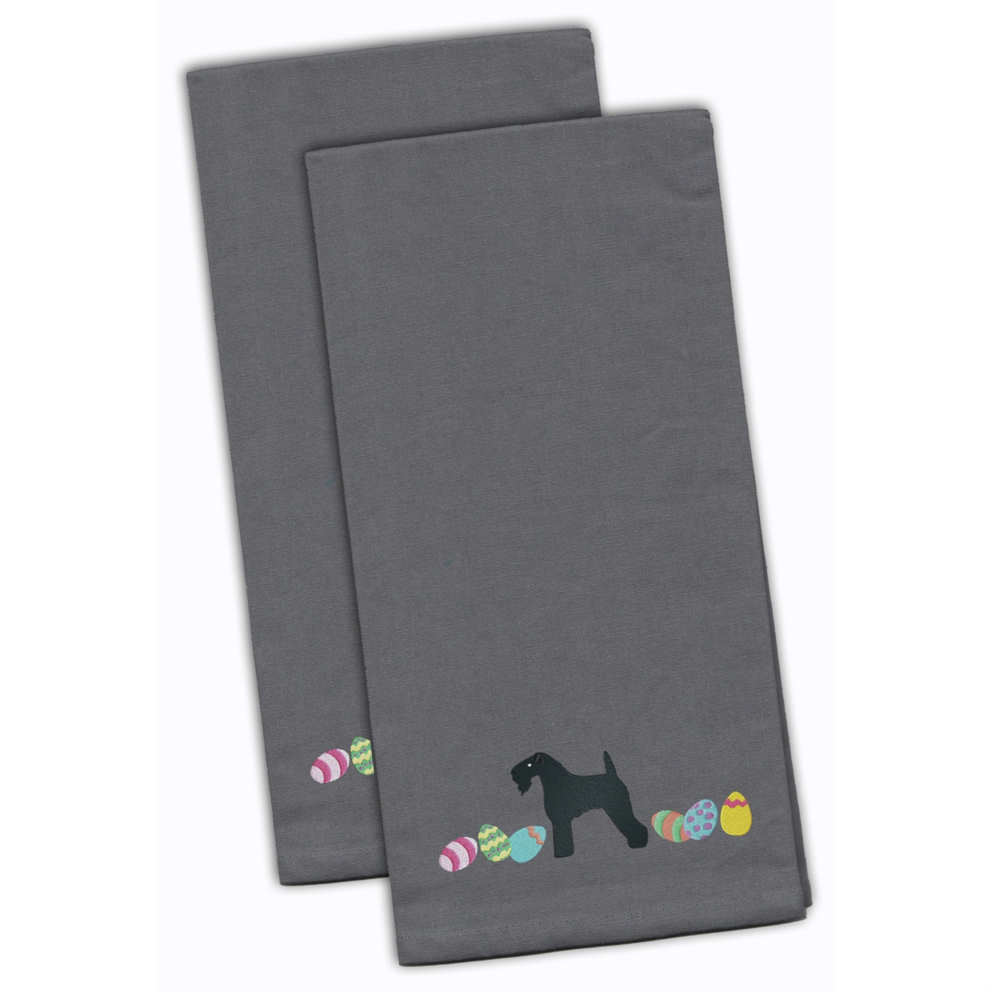 Caroline'S Treasures Ck1659Gytwe Kerry Blue Terrier Easter Gray Embroidered Kitchen Towel Set Of 2