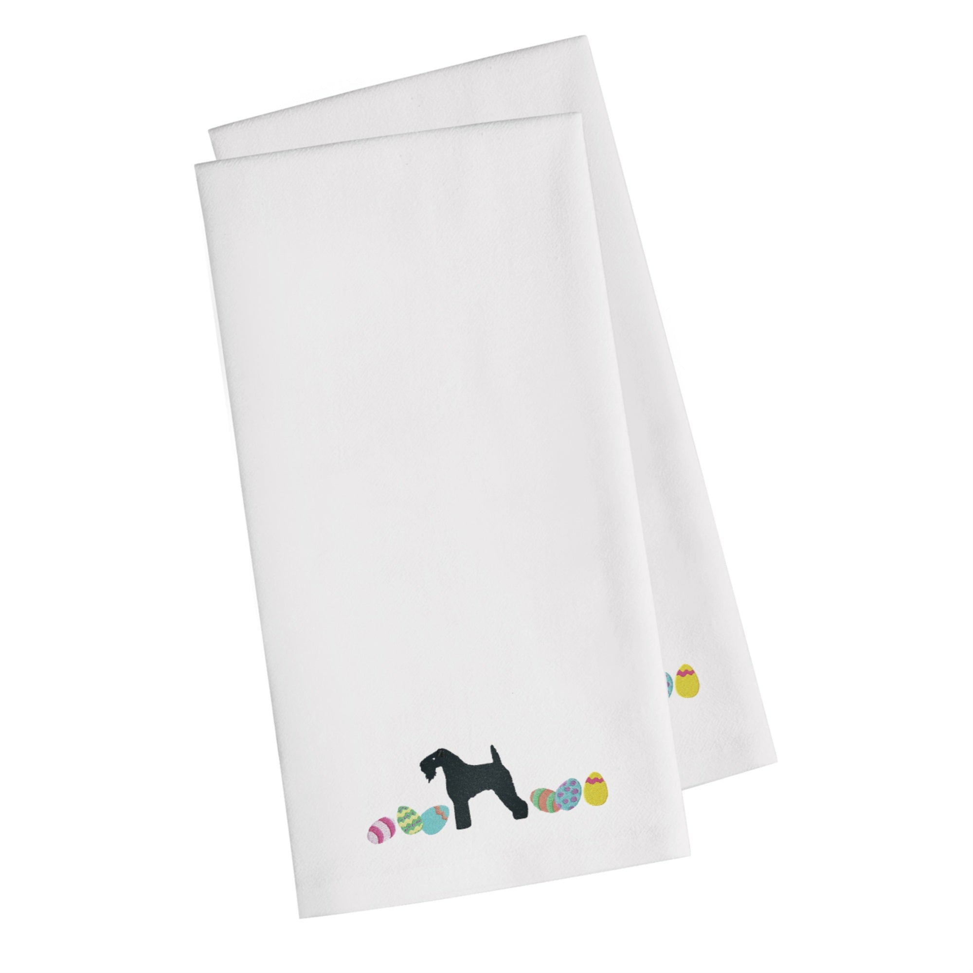 Caroline'S Treasures Ck1659Whtwe Kerry Blue Terrier Easter White Embroidered Kitchen Towel Set Of 2
