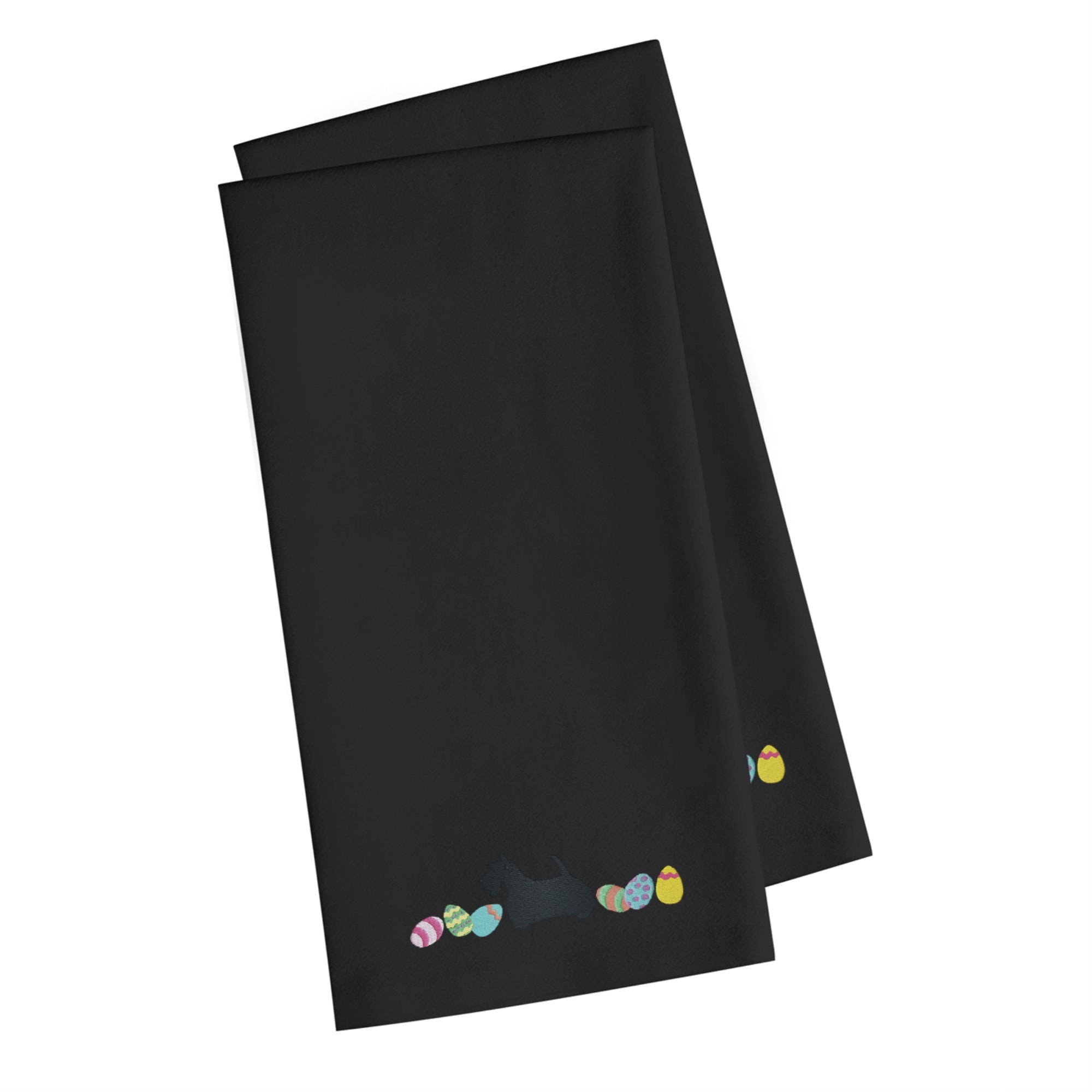 Caroline'S Treasures Ck1683Bktwe Scottish Terrier Easter Black Embroidered Kitchen Towel Set Of 2