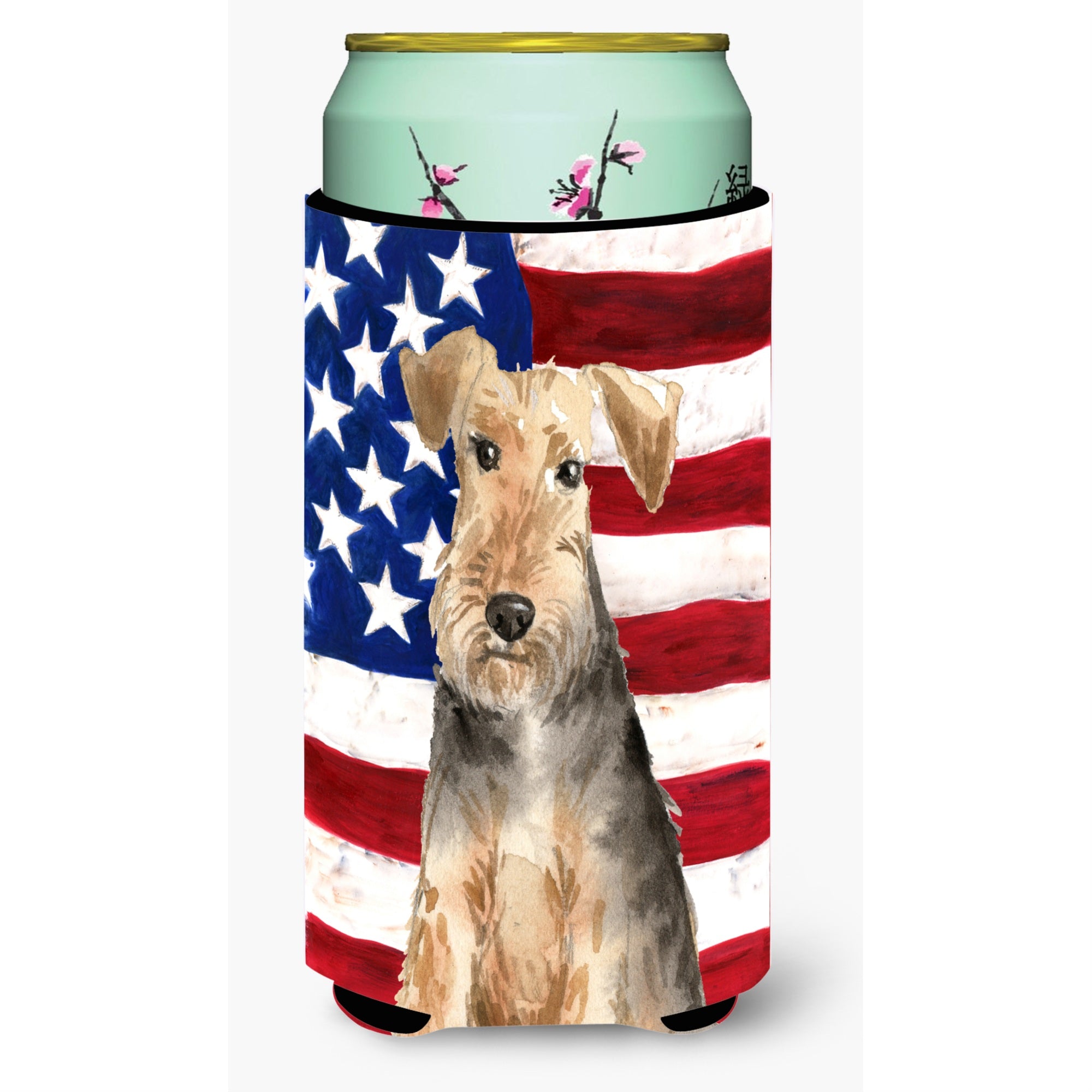 Caroline'S Treasures Ck1710Tbc Patriotic Usa Welsh Terrier Tall Boy Hugger Cold-Beverage-Koozies, Multicolor