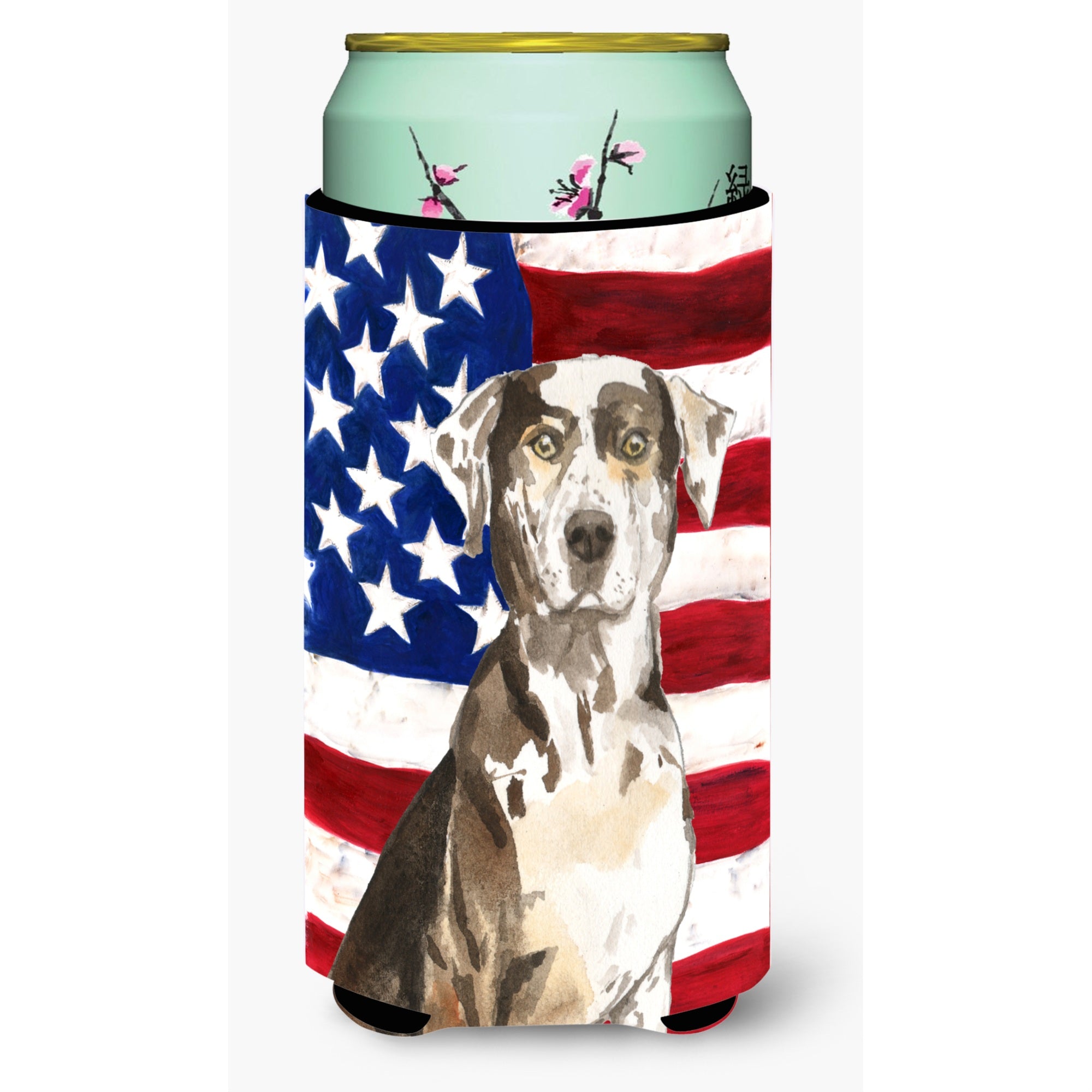 Caroline'S Treasures Ck1734Tbc Patriotic Usa Catahoula Leopard Dog Tall Boy Hugger Cold-Beverage-Koozies, Multicolor