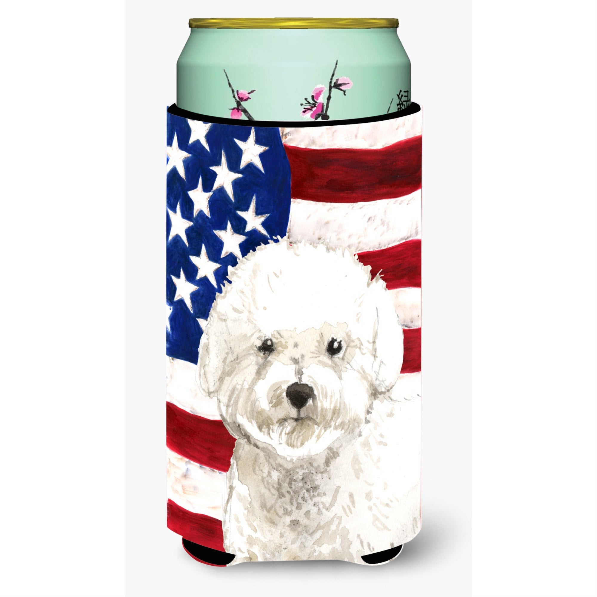 Caroline'S Treasures Ck1740Tbc Patriotic Usa Bichon Frise Tall Boy Hugger Cold-Beverage-Koozies, Multicolor