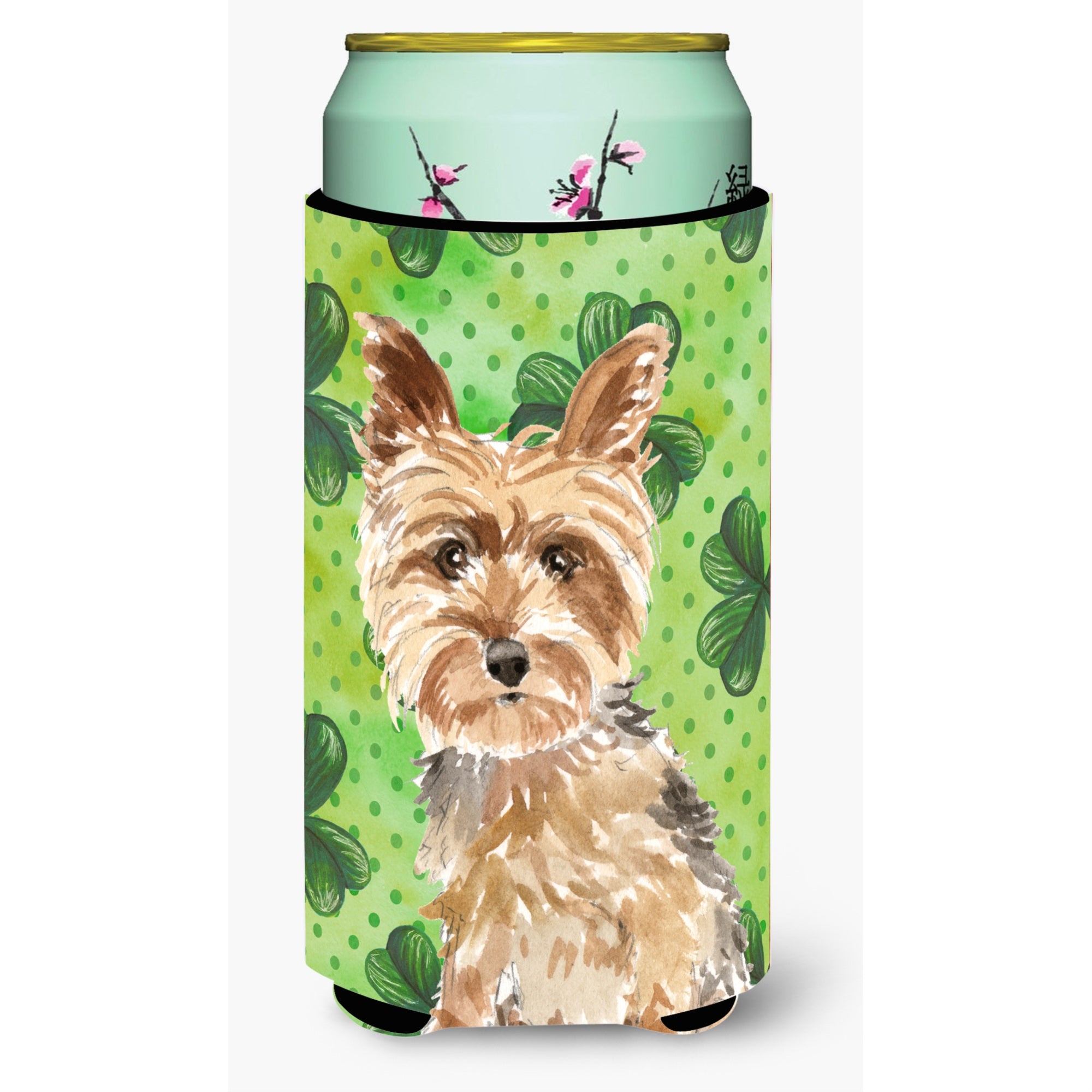Caroline'S Treasures Ck1780Tbc Shamrocks Yorkie Yorkshire Terrier Tall Boy Hugger Cold-Beverage-Koozies, Multicolor