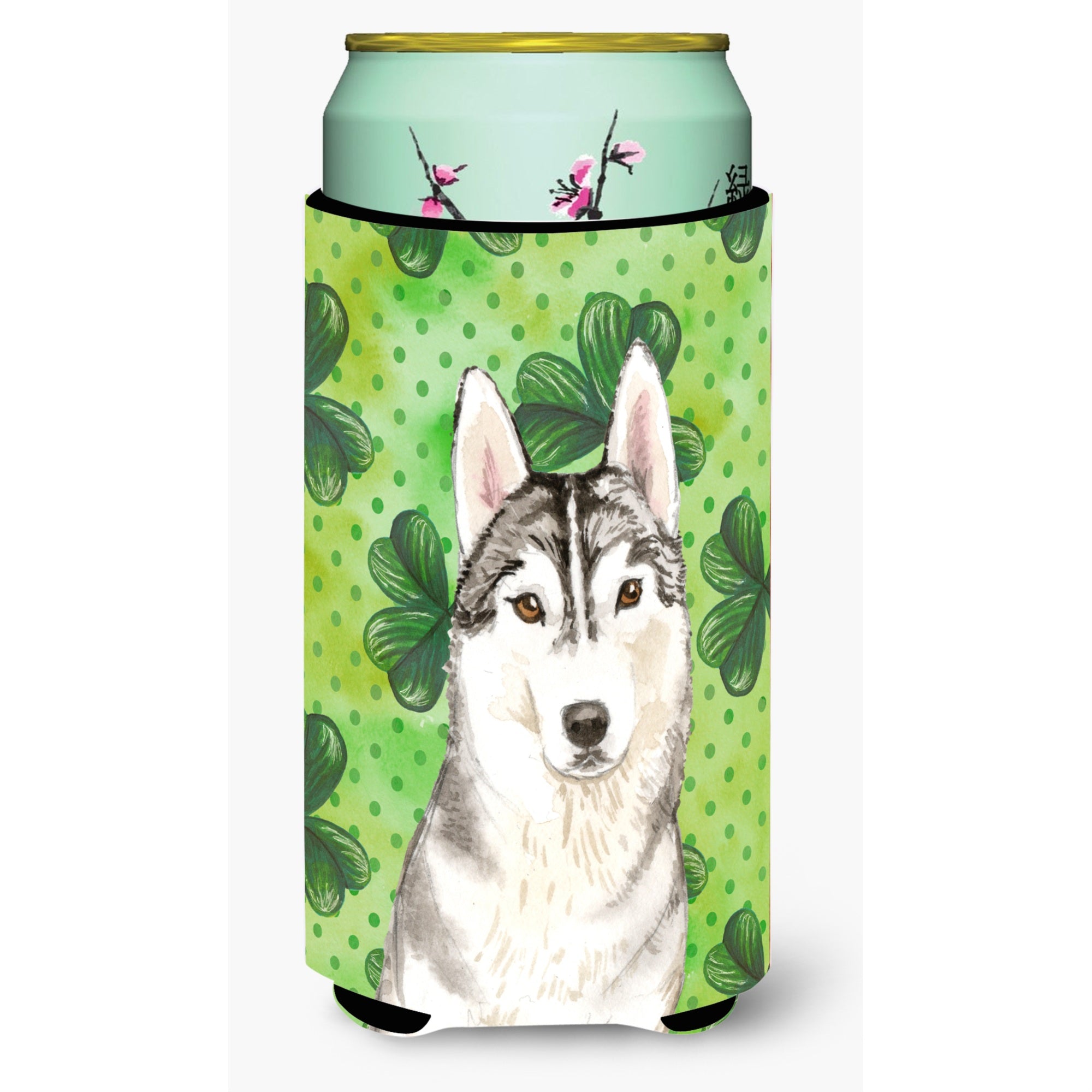 Caroline'S Treasures Ck1787Tbc Shamrocks Siberian Husky Tall Boy Hugger Cold-Beverage-Koozies, Multicolor