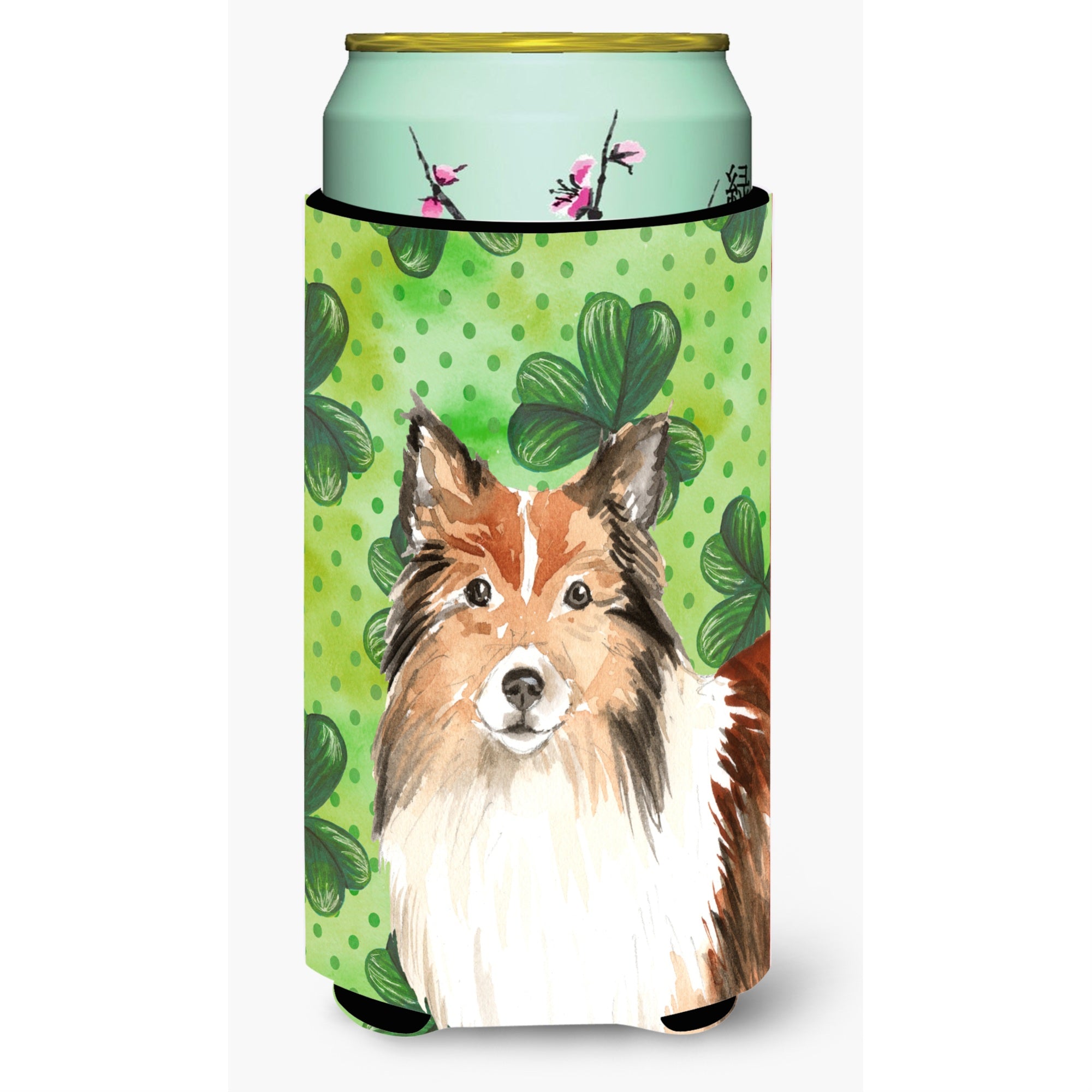 Caroline'S Treasures Ck1790Tbc Shamrocks Sheltie Tall Boy Insulator Hugger Cold-Beverage-Koozies, Multicolor