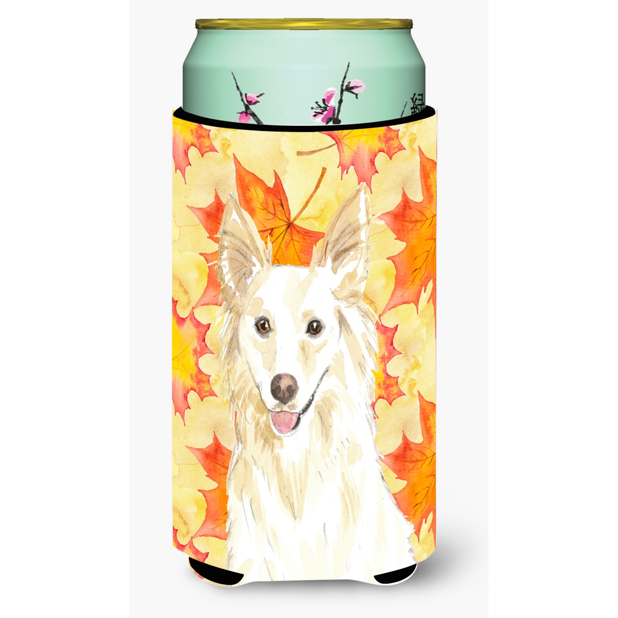 Caroline'S Treasures Ck1819Tbc Fall Leaves White Collie Tall Boy Hugger Cold-Beverage-Koozies, Multicolor