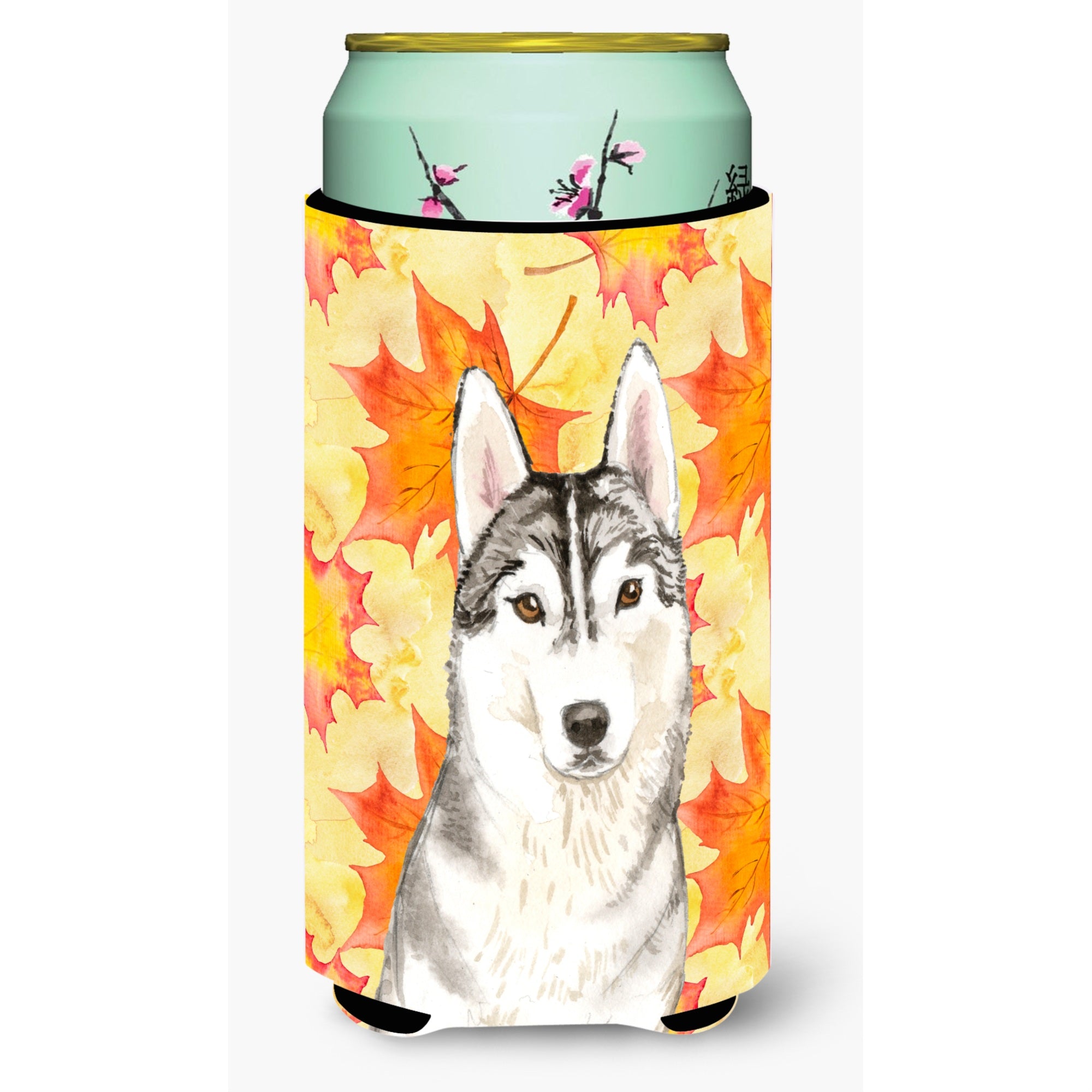 Caroline'S Treasures Ck1824Tbc Fall Leaves Siberian Husky Tall Boy Hugger Cold-Beverage-Koozies, Multicolor