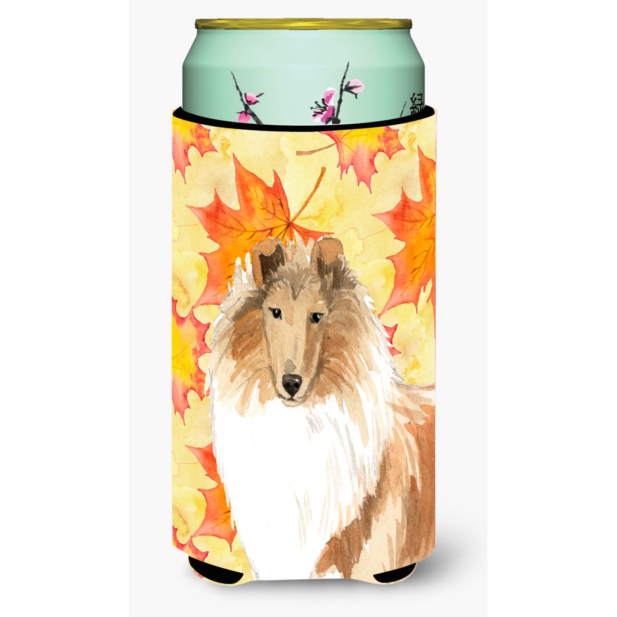 Caroline'S Treasures Ck1830Tbc Fall Leaves Rough Collie Tall Boy Hugger Cold-Beverage-Koozies, Multicolor