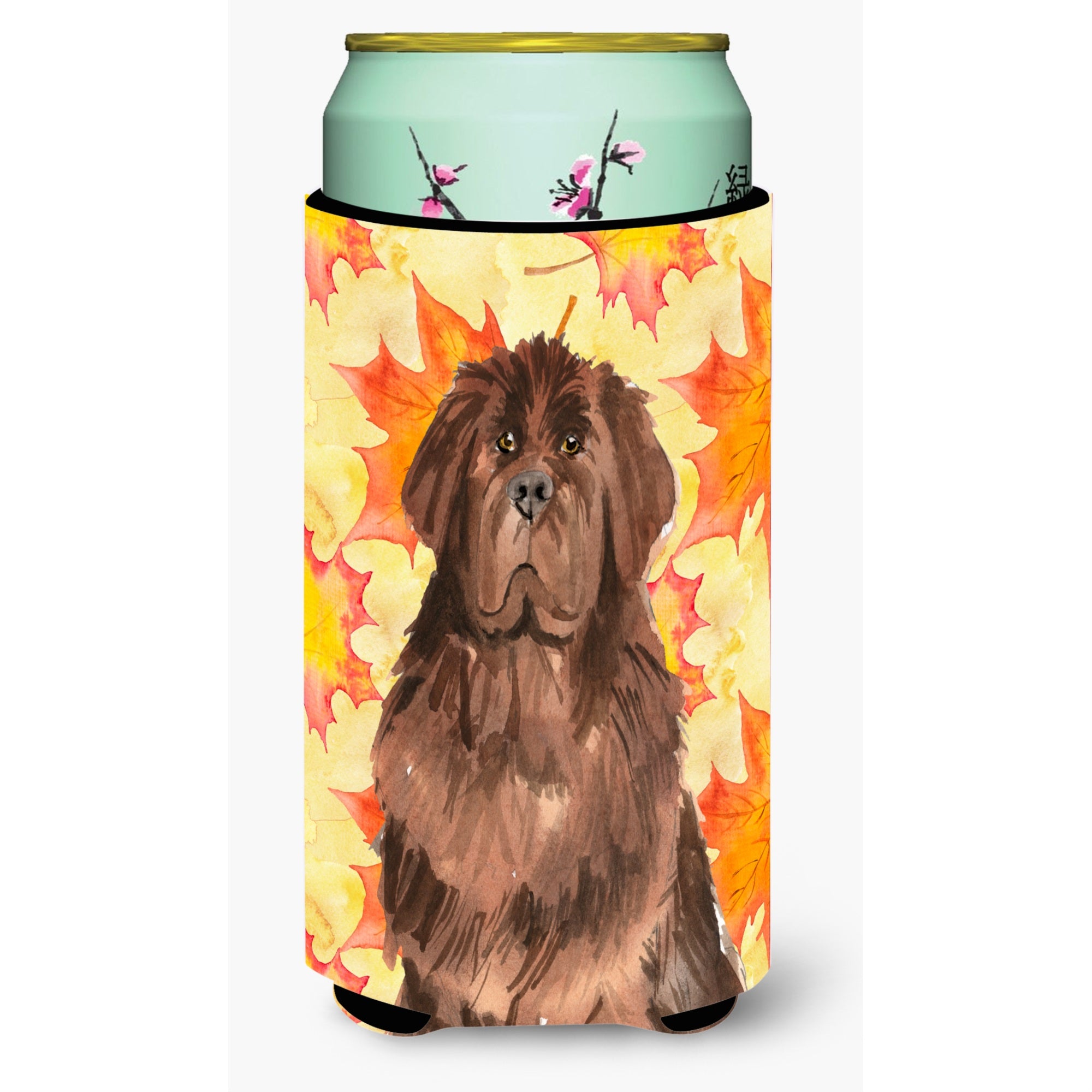 Caroline'S Treasures Ck1832Tbc Fall Leaves Newfoundland Tall Boy Hugger Cold-Beverage-Koozies, Multicolor