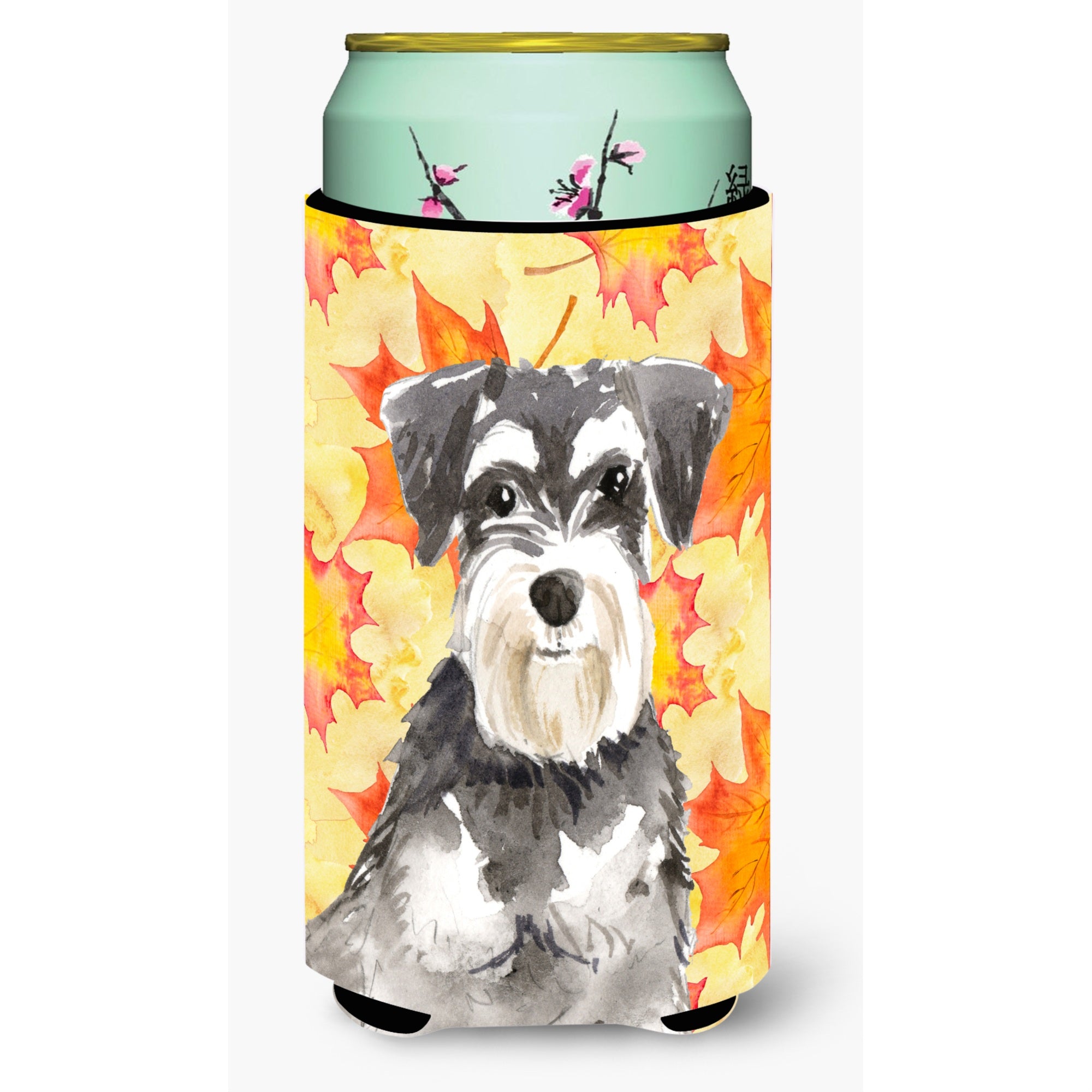 Caroline'S Treasures Ck1833Tbc Fall Leaves Schnauzer #2 Tall Boy Hugger Cold-Beverage-Koozies, Multicolor