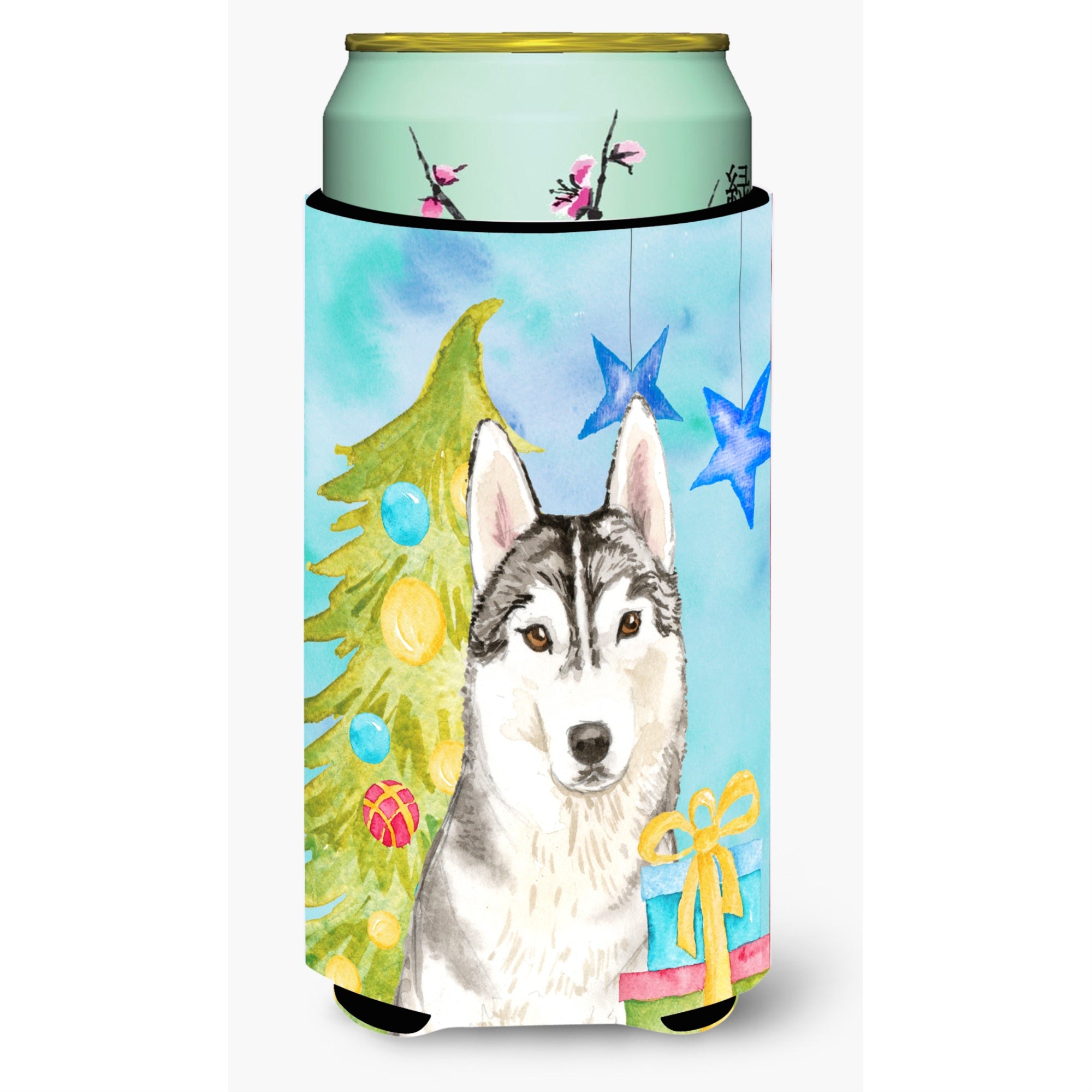 Caroline'S Treasures Ck1861Tbc Christmas Tree Siberian Husky Tall Boy Hugger Cold-Beverage-Koozies, Multicolor