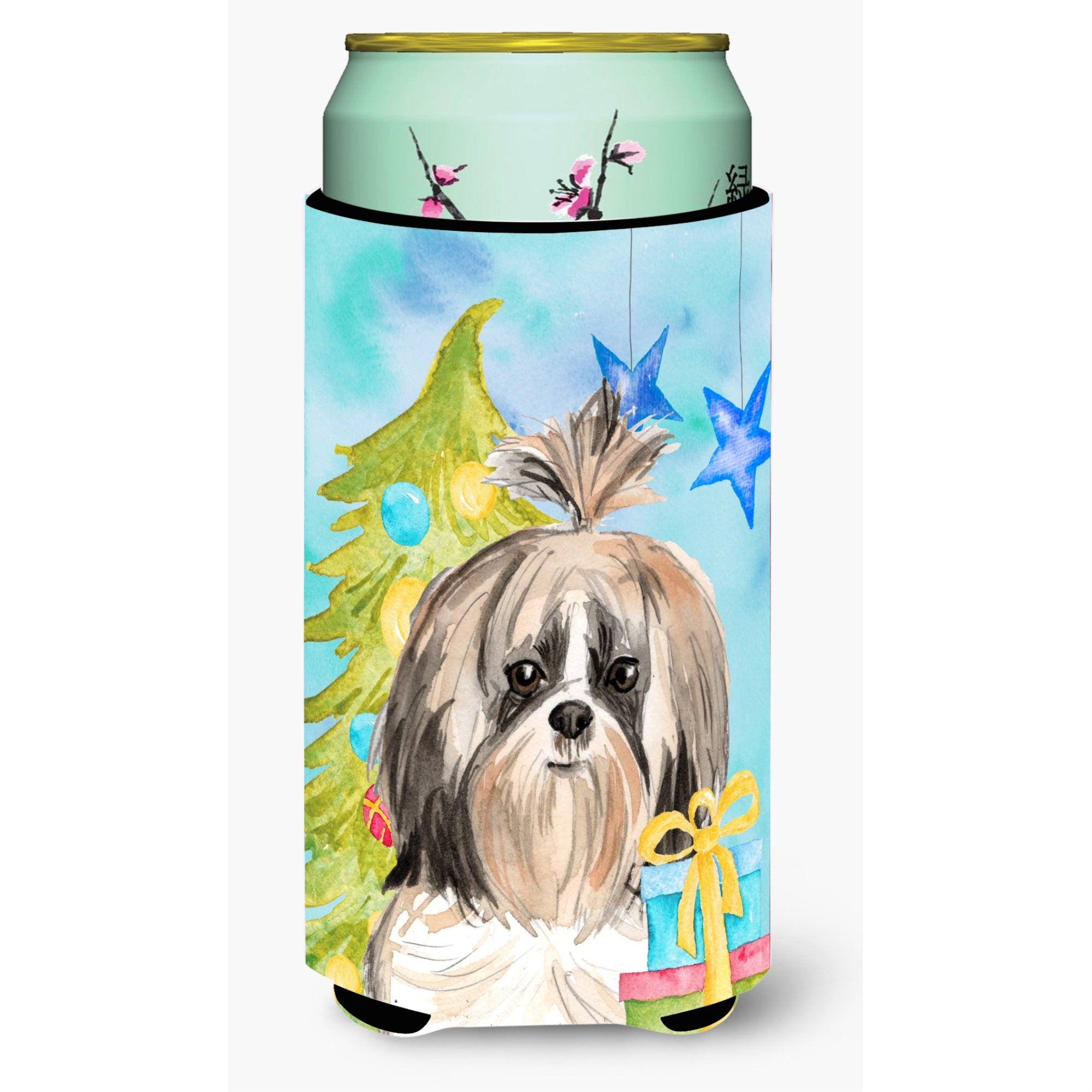 Caroline'S Treasures Ck1863Tbc Christmas Tree Shih Tzu Tall Boy Hugger Cold-Beverage-Koozies, Multicolor