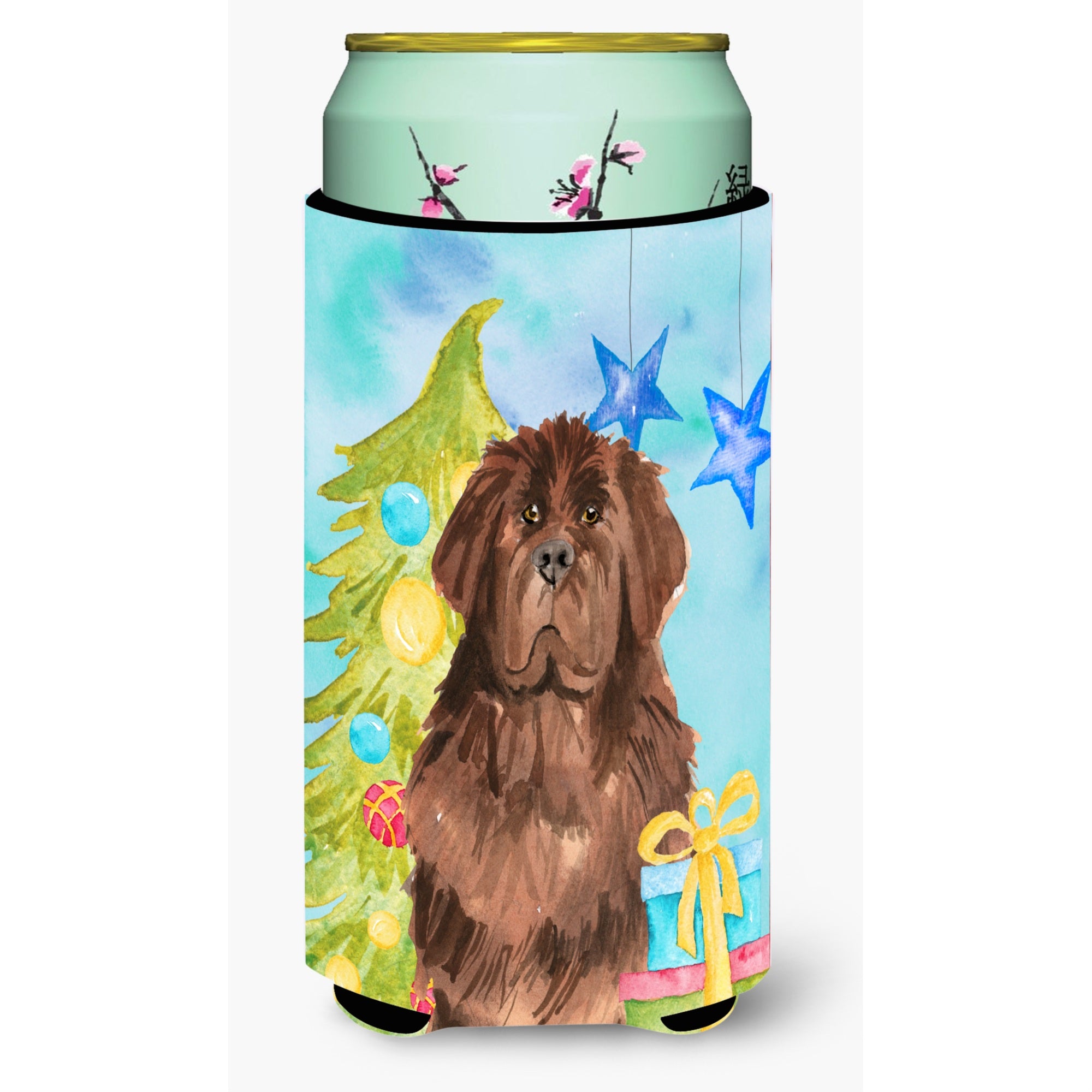 Caroline'S Treasures Ck1869Tbc Christmas Tree Newfoundland Tall Boy Hugger Cold-Beverage-Koozies, Multicolor