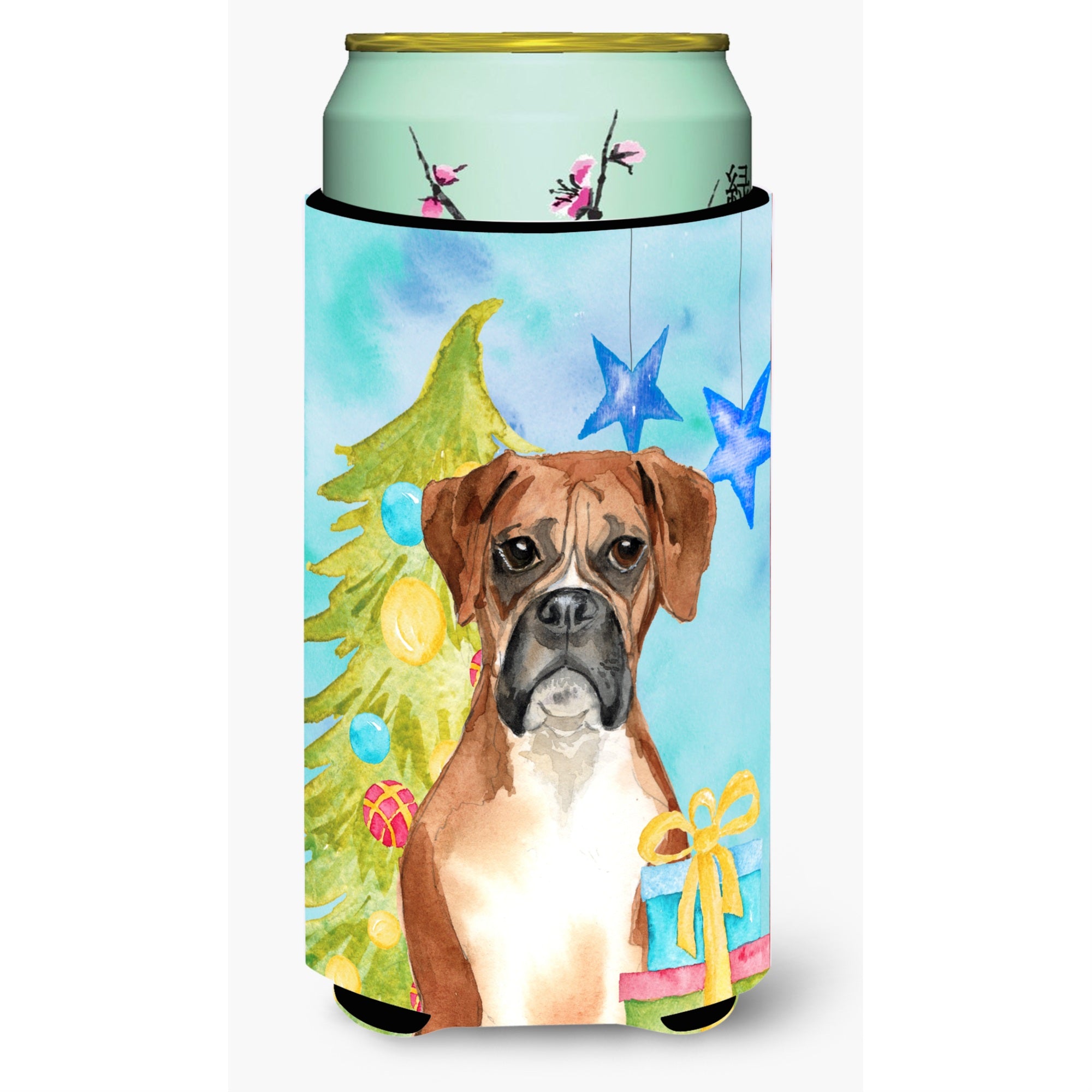 Caroline'S Treasures Ck1884Tbc Christmas Tree Boxer Tall Boy Hugger Cold-Beverage-Koozies, Multicolor