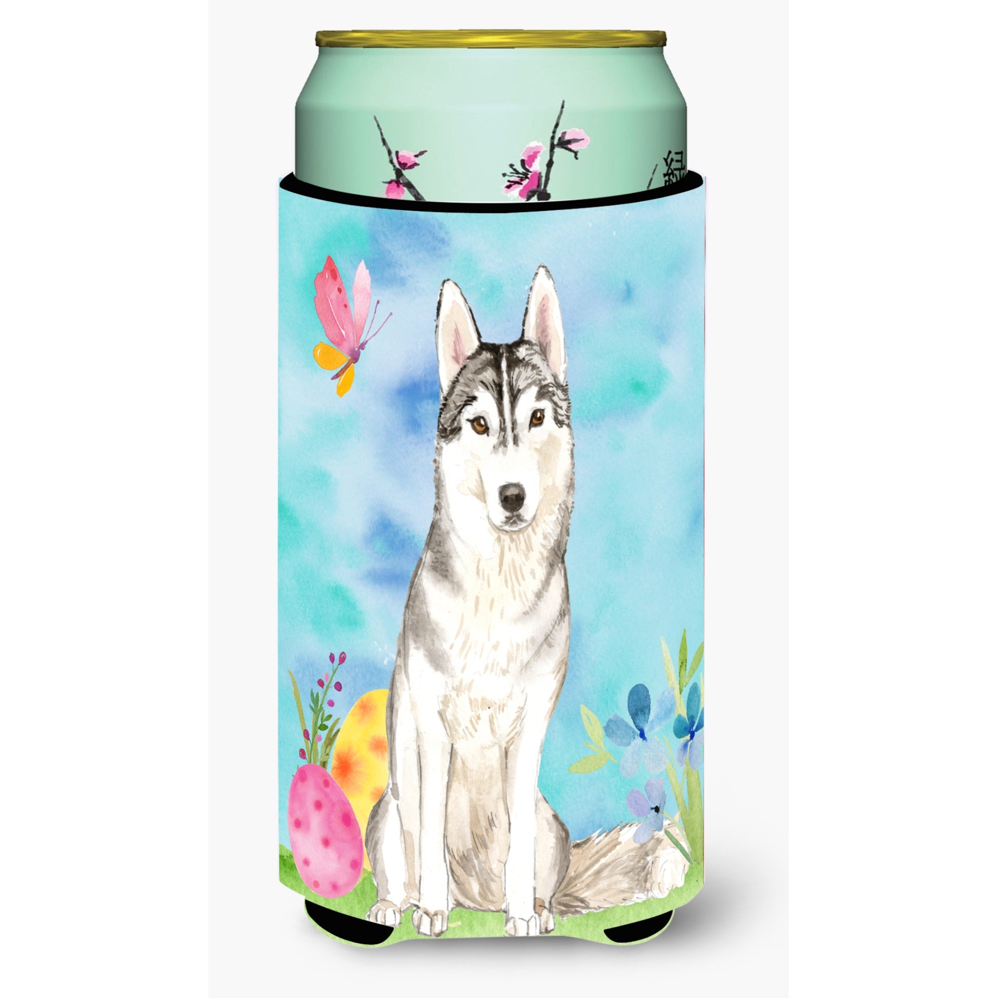 Caroline'S Treasures Ck1898Tbc Easter Eggs Siberian Husky Tall Boy Hugger Cold-Beverage-Koozies, Multicolor