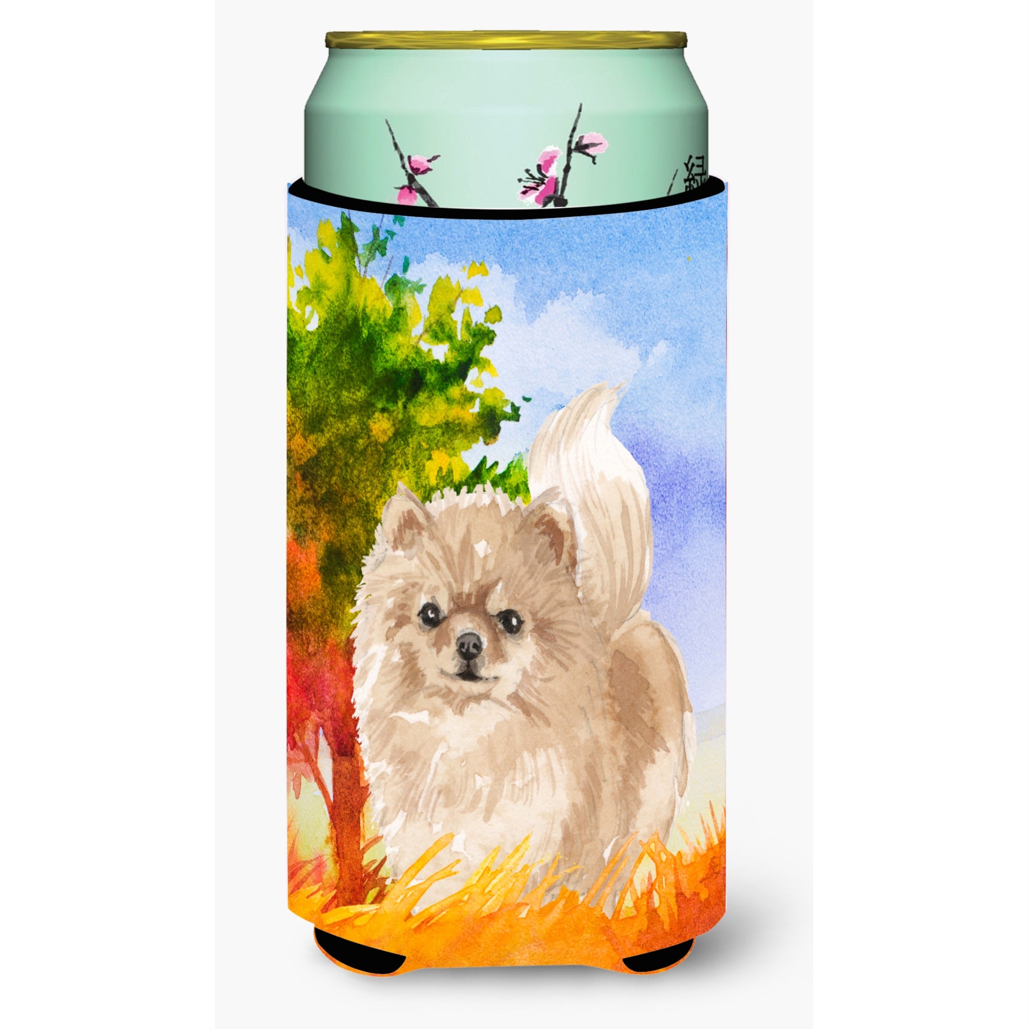 Caroline'S Treasures Ck1935Tbc Fall Pomeranian Tall Boy Insulator Hugger Cold-Beverage-Koozies, Multicolor