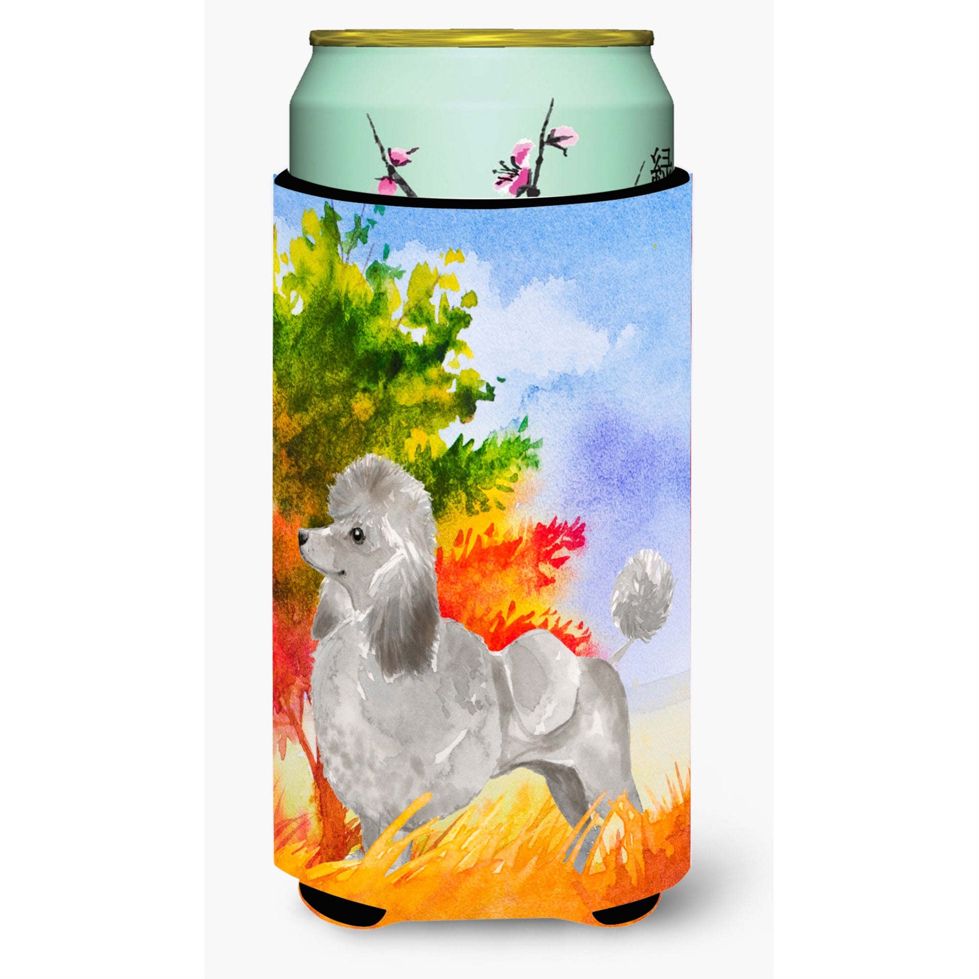 Caroline'S Treasures Ck1940Tbc Fall Silver Poodle Tall Boy Insulator Hugger Cold-Beverage-Koozies, Multicolor