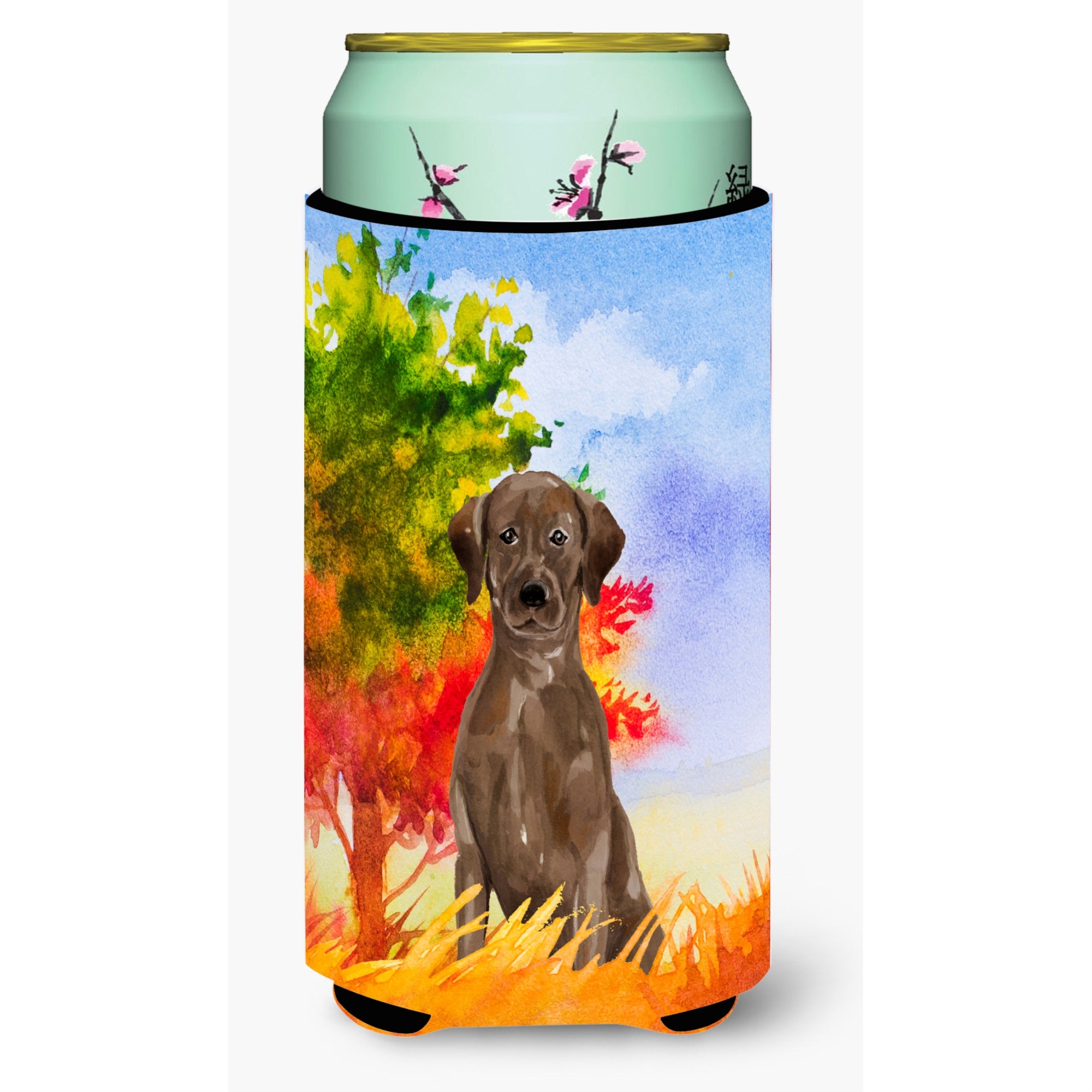Caroline'S Treasures Ck1951Tbc Fall Chocolate Labrador Retriever Tall Boy Hugger Cold-Beverage-Koozies, Multicolor