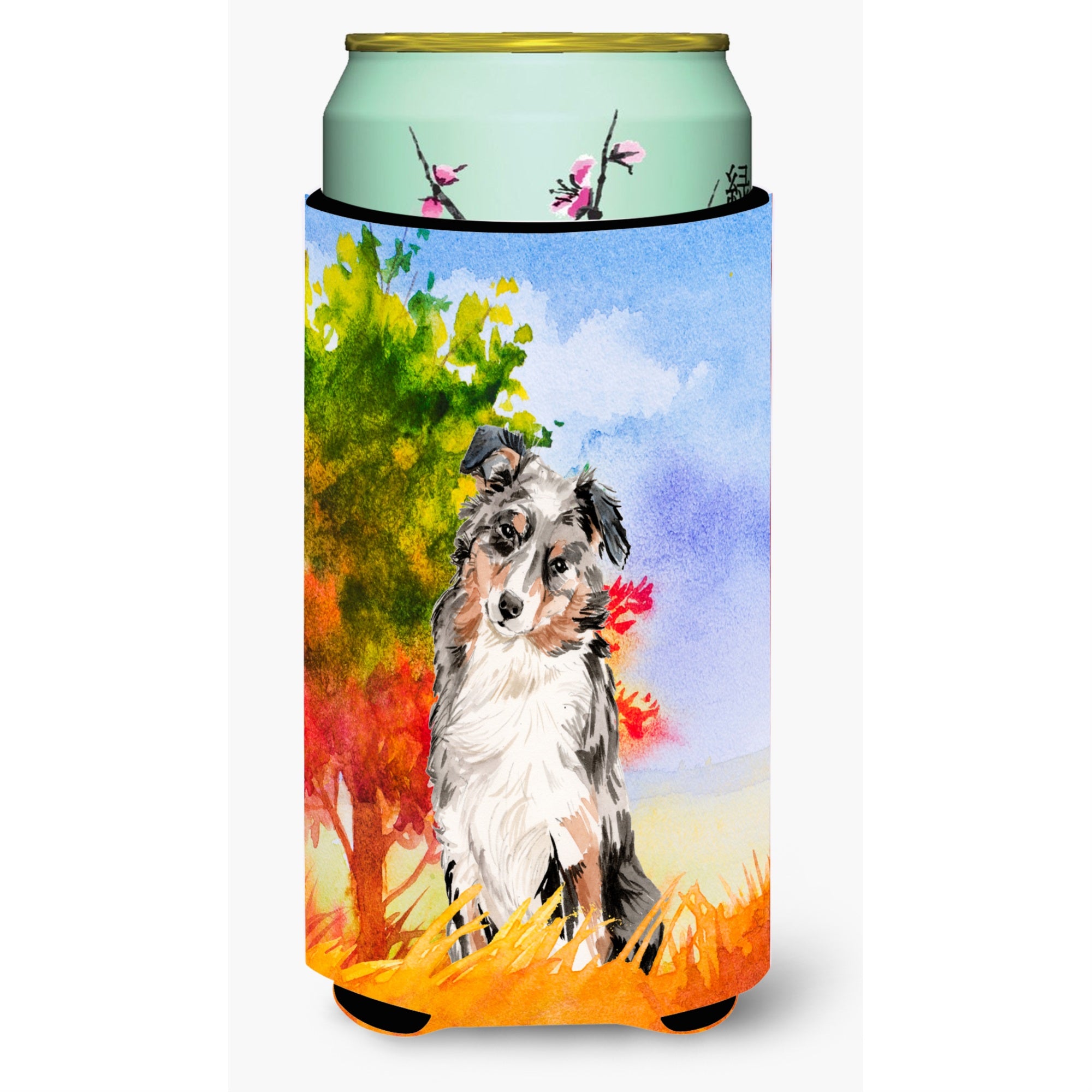 Caroline'S Treasures Ck1960Tbc Fall Australian Shepherd Tall Boy Hugger Cold-Beverage-Koozies, Multicolor