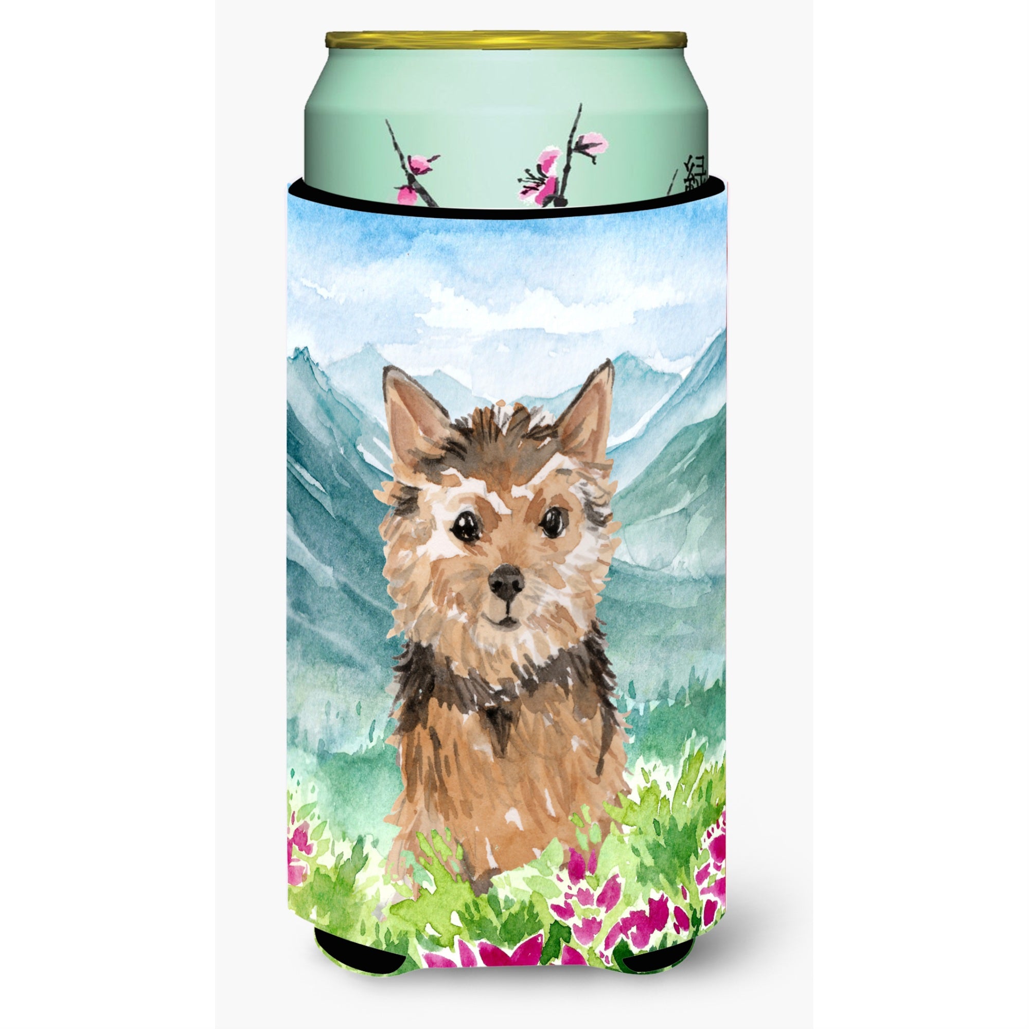 Caroline'S Treasures Ck1971Tbc Mountian Flowers Norwich Terrier Tall Boy Hugger Cold-Beverage-Koozies, Multicolor