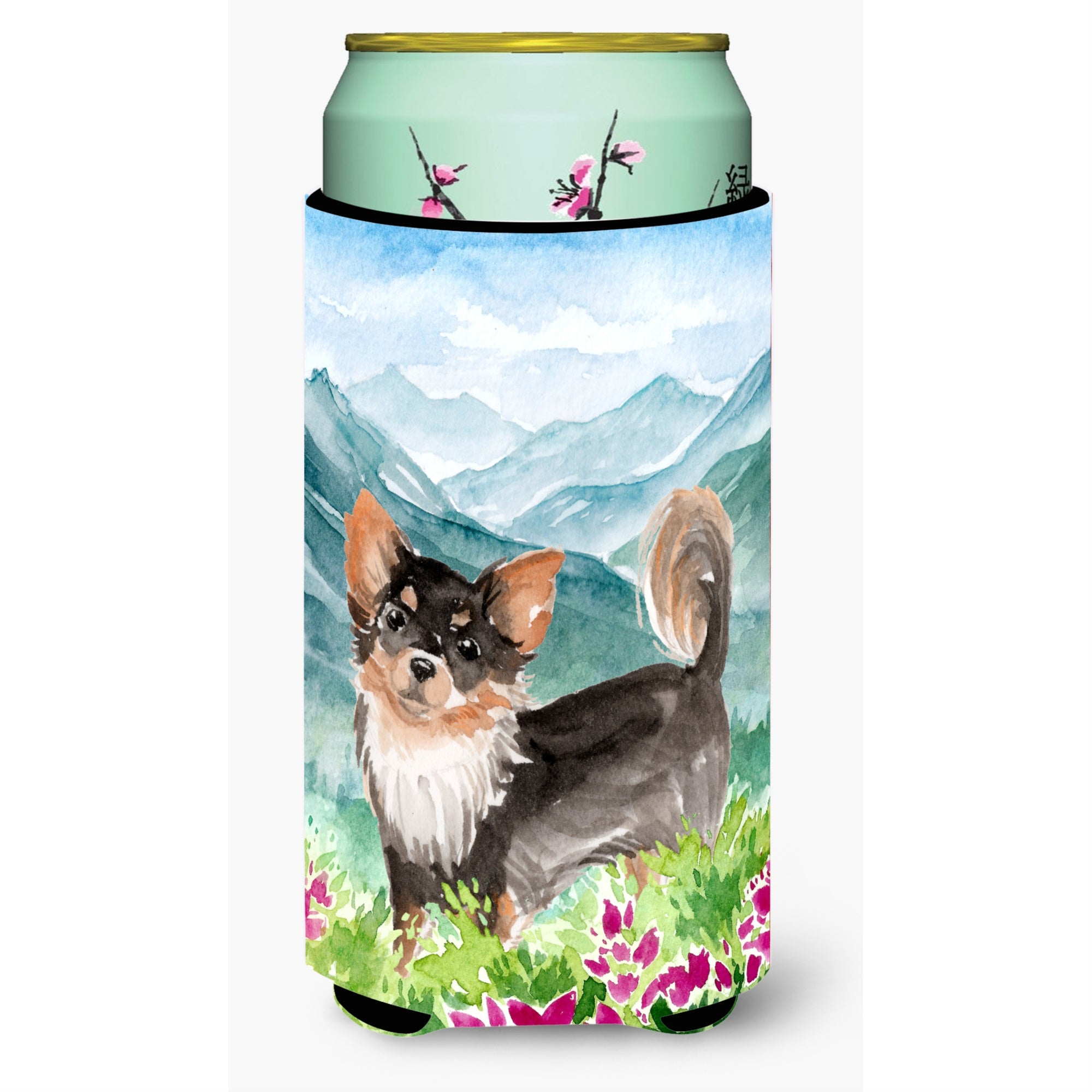 Caroline'S Treasures Ck1972Tbc Mountian Flowers Chihuahua Tall Boy Hugger Cold-Beverage-Koozies, Multicolor