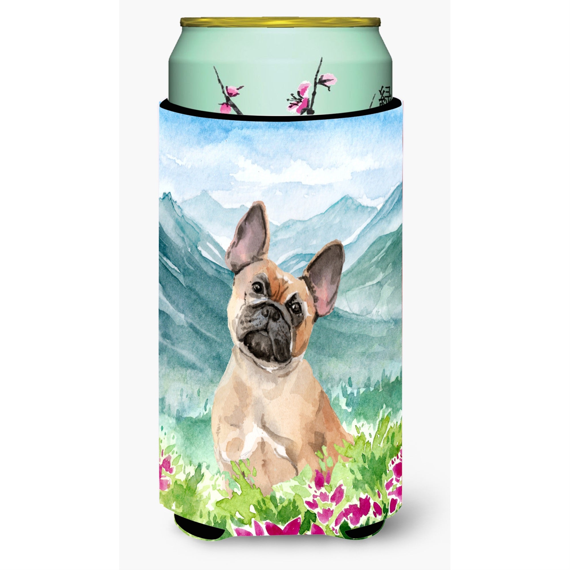Caroline'S Treasures Ck1978Tbc Mountian Flowers Fawn French Bulldog Tall Boy Hugger Cold-Beverage-Koozies, Multicolor