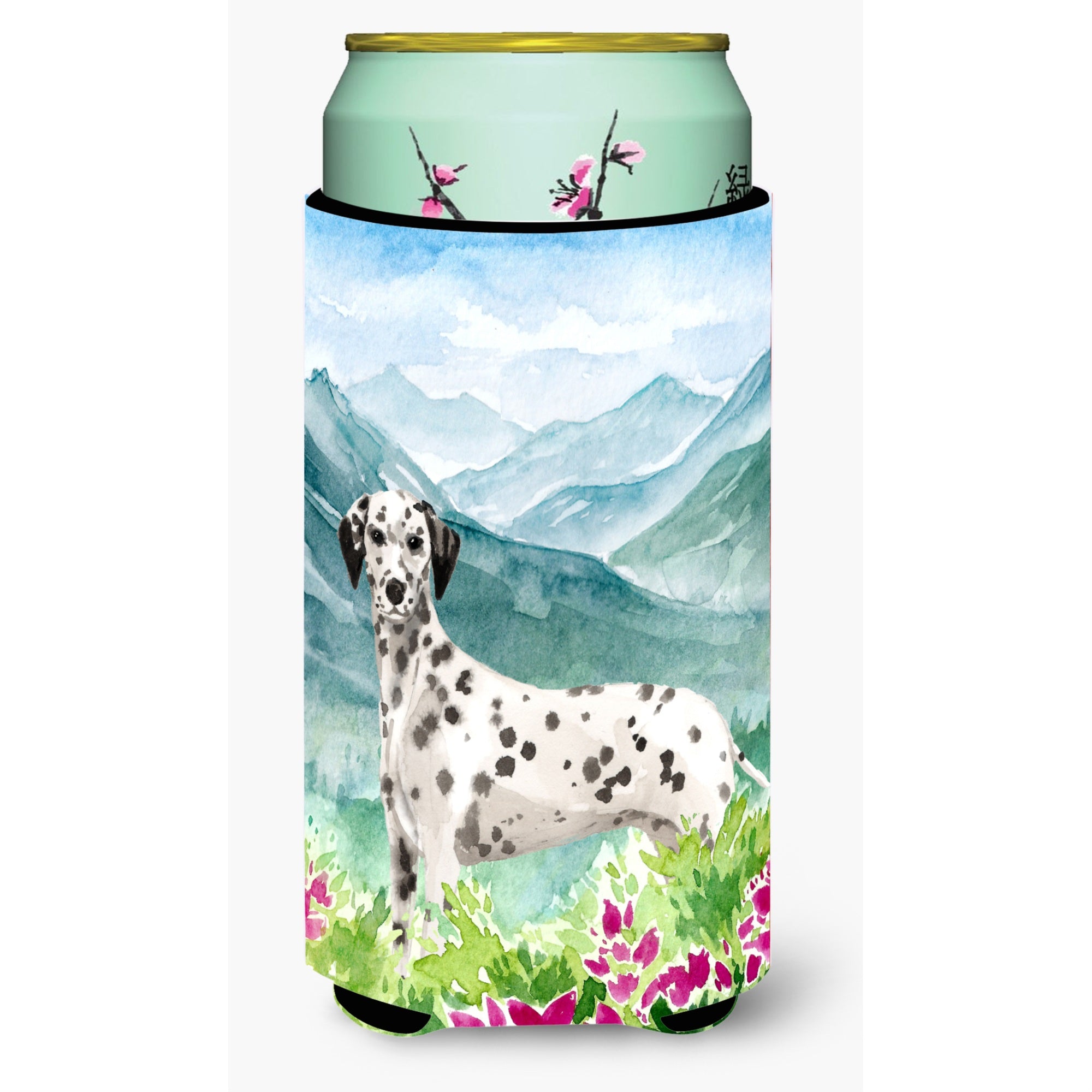 Caroline'S Treasures Ck1980Tbc Mountian Flowers Dalmatian Tall Boy Hugger Cold-Beverage-Koozies, Multicolor