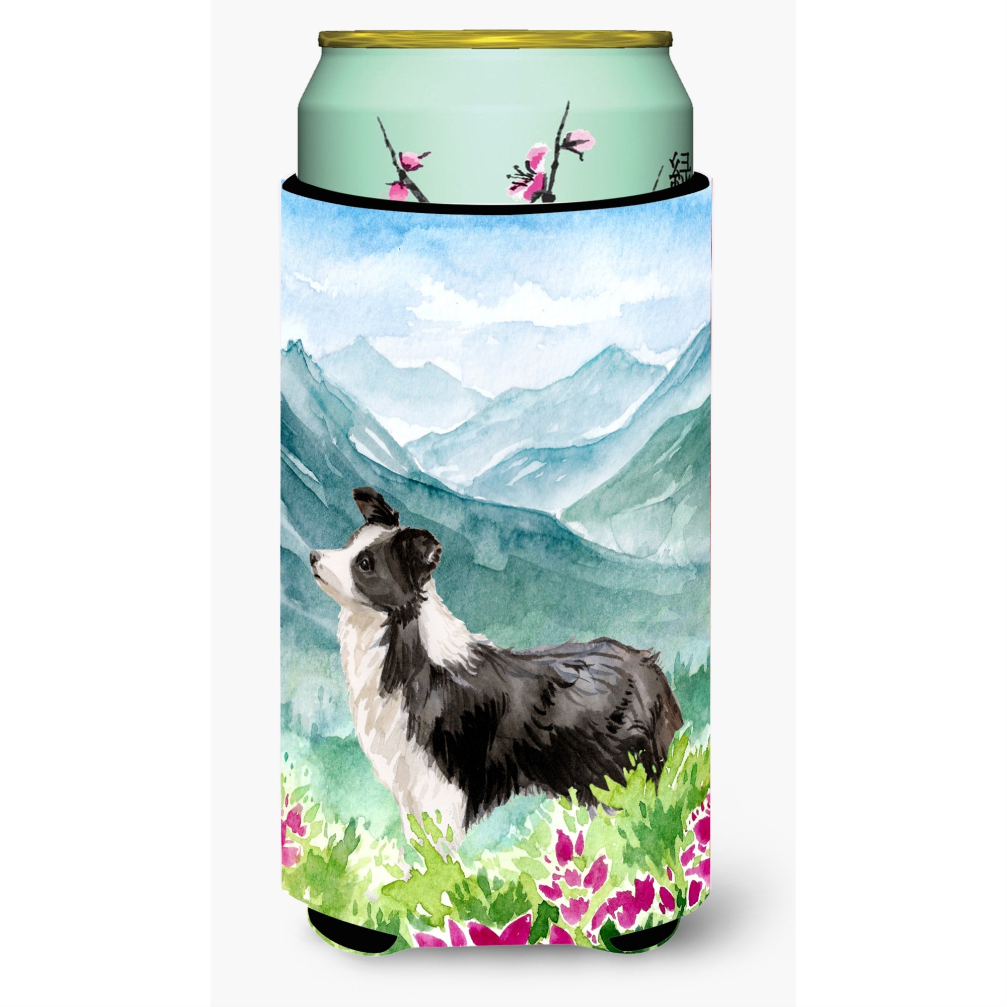 Caroline'S Treasures Ck1990Tbc Mountian Flowers Border Collie Tall Boy Hugger Cold-Beverage-Koozies, Multicolor