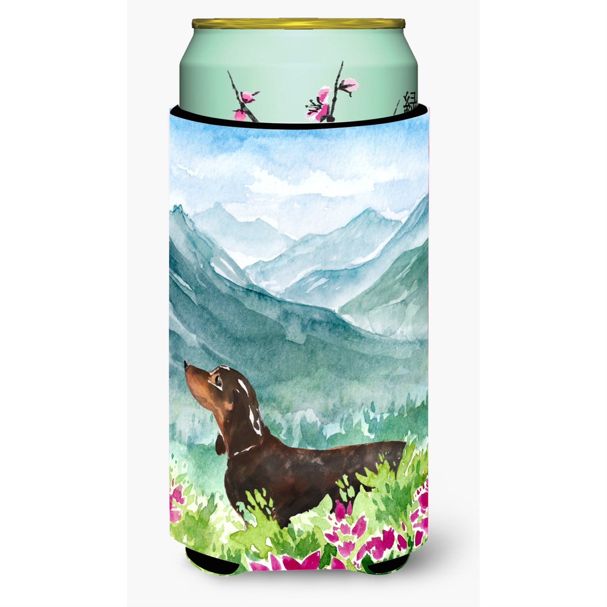 Caroline'S Treasures Ck1993Tbc Mountian Flowers Dachshund Tall Boy Hugger Cold-Beverage-Koozies, Multicolor
