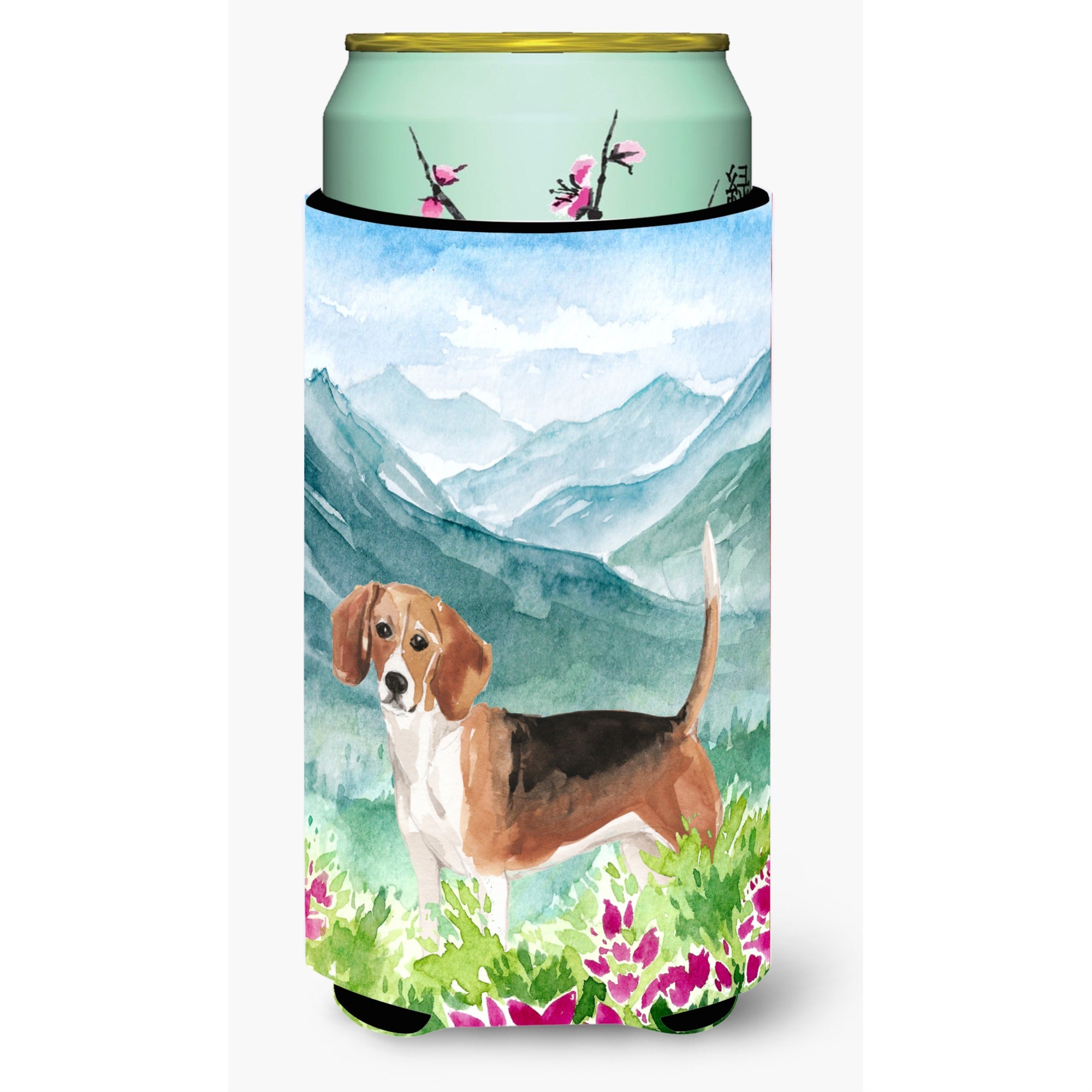 Caroline'S Treasures Ck1994Tbc Mountian Flowers Beagle Tall Boy Hugger Cold-Beverage-Koozies, Multicolor