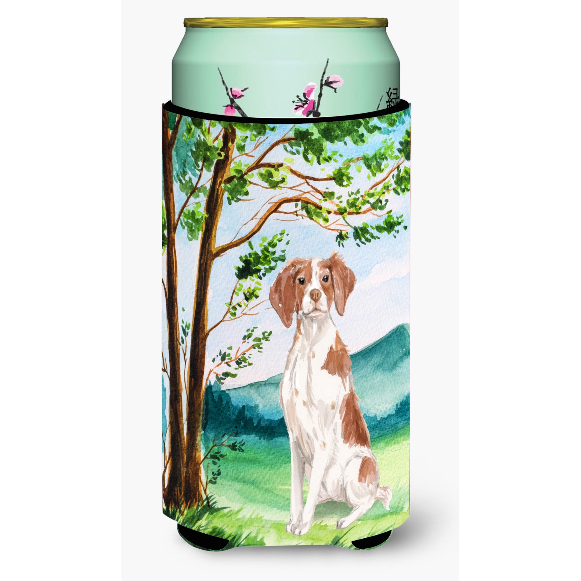 Caroline'S Treasures Ck2024Tbc Under The Tree Brittany Spaniel Tall Boy Hugger Cold-Beverage-Koozies, Multicolor