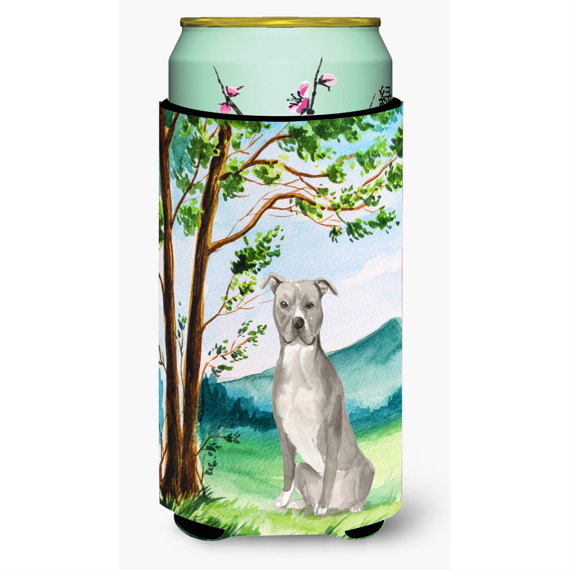 Caroline'S Treasures Ck2032Tbc Under Tree Staffordshire Bull Terrier Tall Boy Hugger Cold-Beverage-Koozies, Multicolor