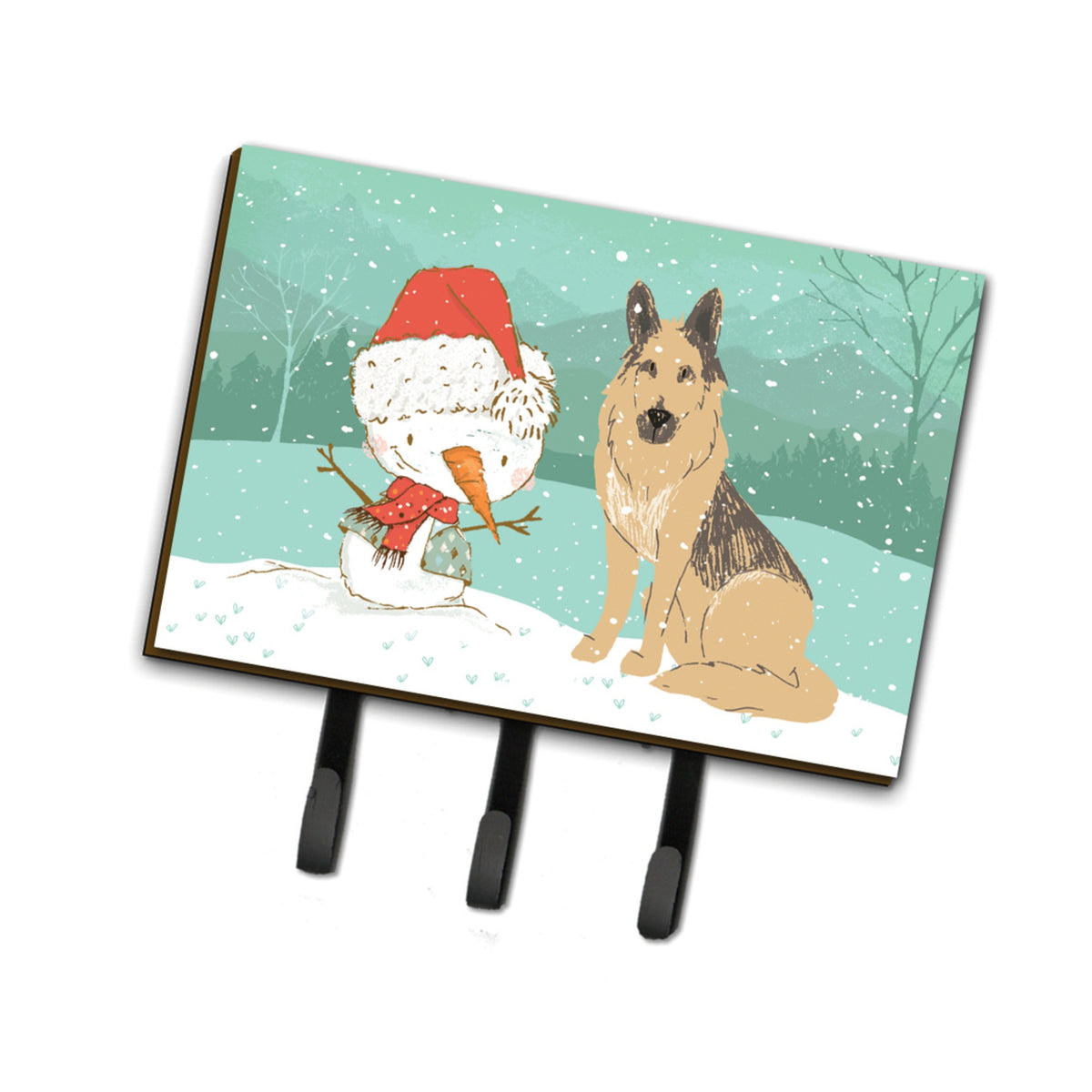 Caroline'S Treasures German Shepherd And Snowman Christmas Leash Or Key Holder Hooks, Multicolor