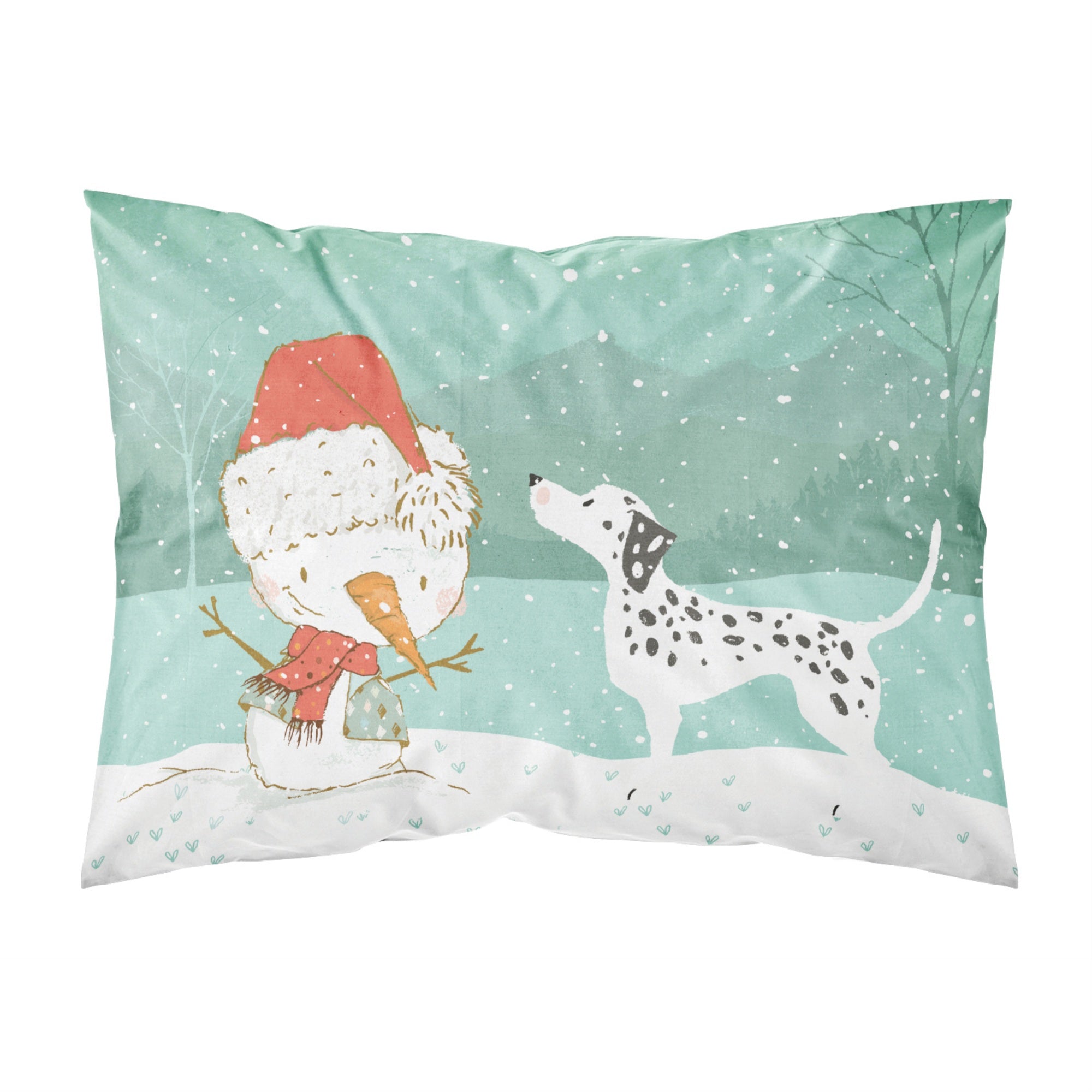 Caroline'S Treasures Snowman Dalmatian Christmas Fabric Standard Pillowcase