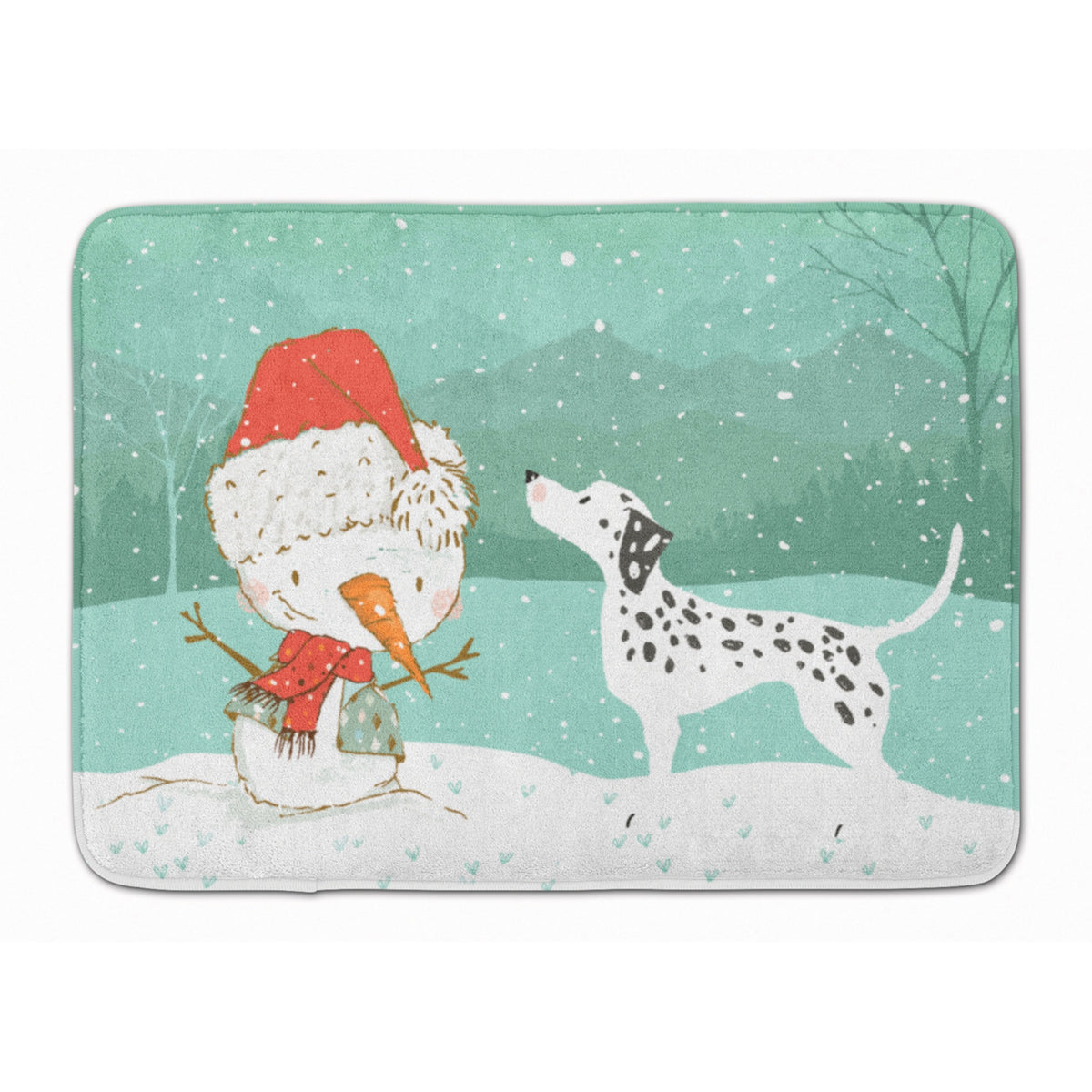 Caroline'S Treasures Dalmatian And Snowman Christmas Machine Washable Memory Foam Mat, Multicolor