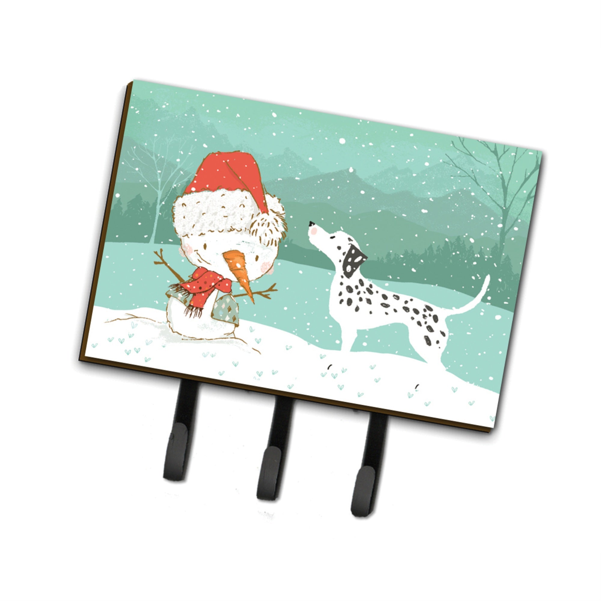 Caroline'S Treasures Dalmatian And Snowman Christmas Leash Or Key Holder Hooks, Multicolor