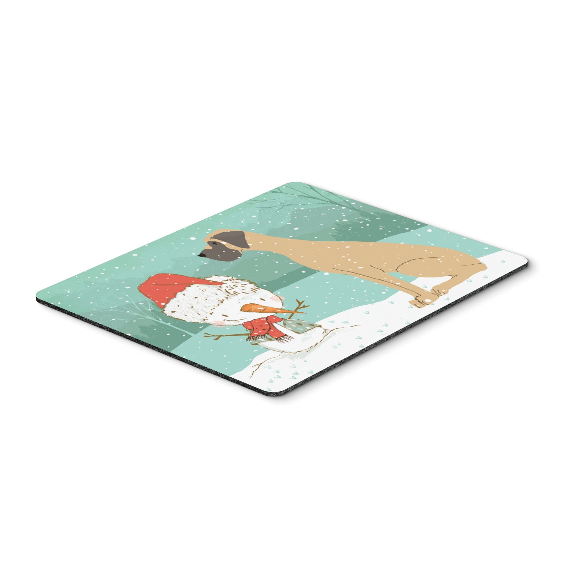 Fawn Natural Great Dane Snowman Christmas Mouse Pad, Hot Pad Or Trivet