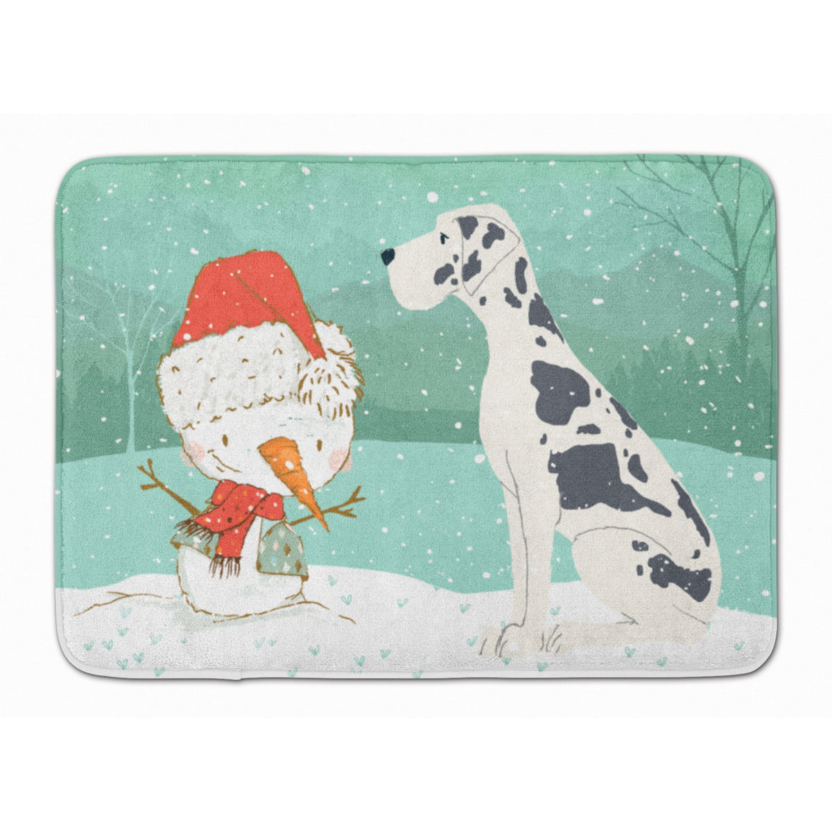 Caroline'S Treasures Harlequin Dane Snowman Christmas Machine Washable Memory Foam Mat, Multicolor