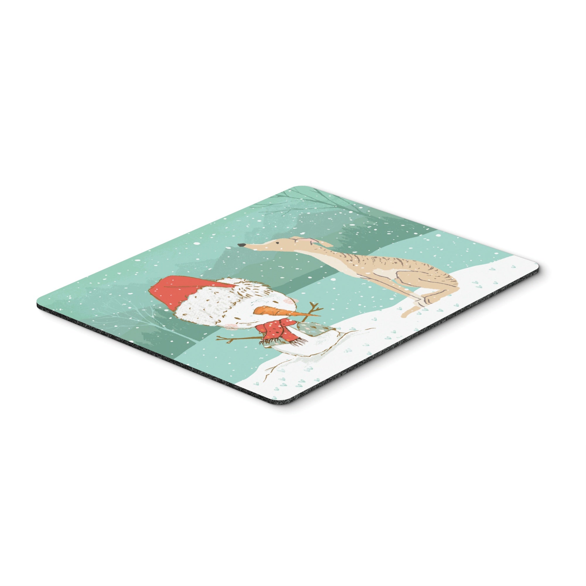 Brindle Greyhound Snowman Christmas Mouse Pad, Hot Pad Or Trivet