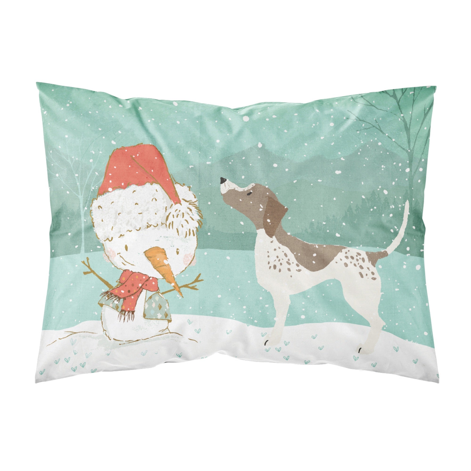 Caroline'S Treasures German Shorthair Snowman Christmas Fabric Standard Pillowcase, Multicolor