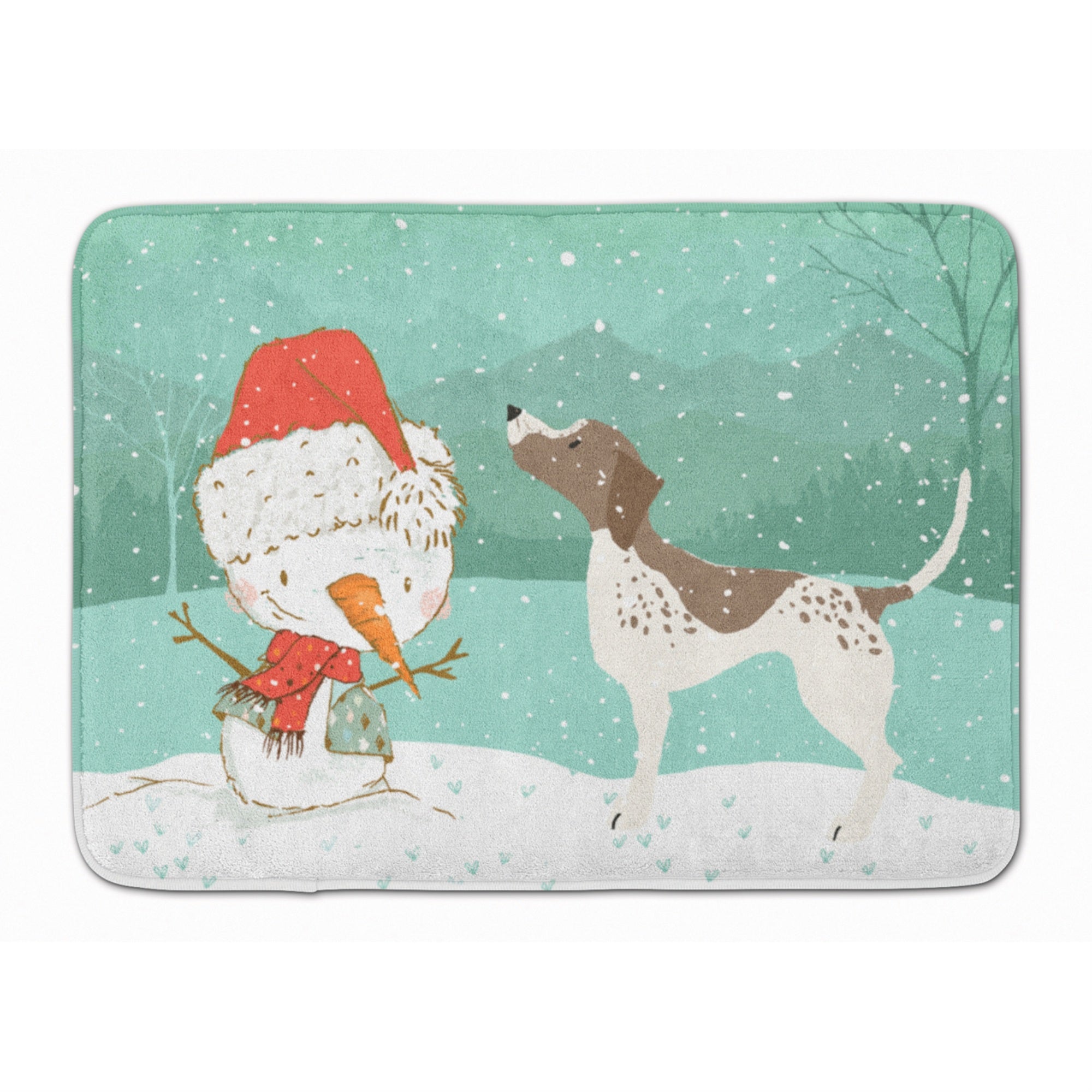 Caroline'S Treasures German Shorthair Snowman Christmas Machine Washable Memory Foam Mat, Multicolor