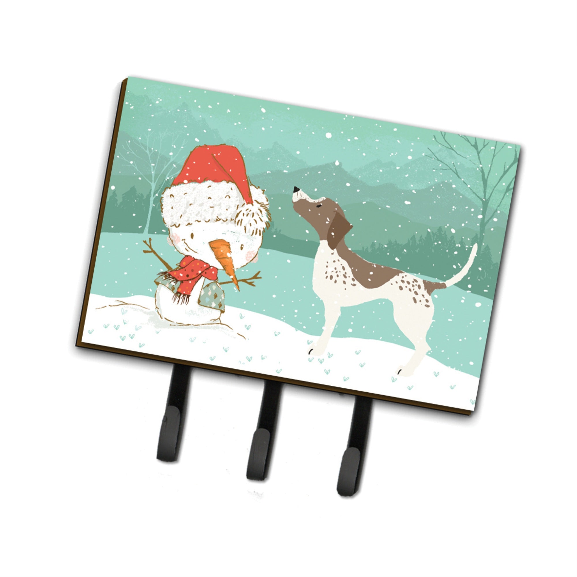 Caroline'S Treasures German Shorthair Snowman Christmas Leash Or Key Holder Hooks, Multicolor