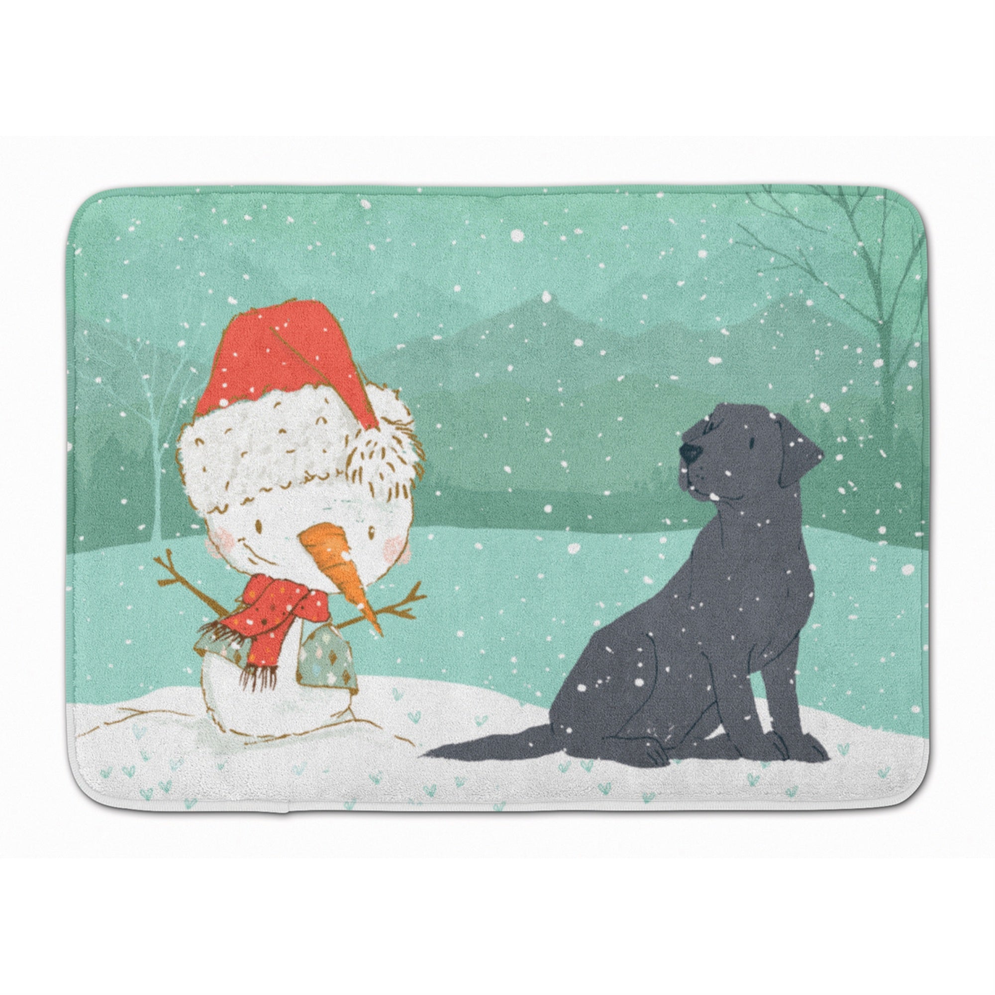 Caroline'S Treasures Black Labrador Snowman Christmas Machine Washable Memory Foam Mat, Multicolor