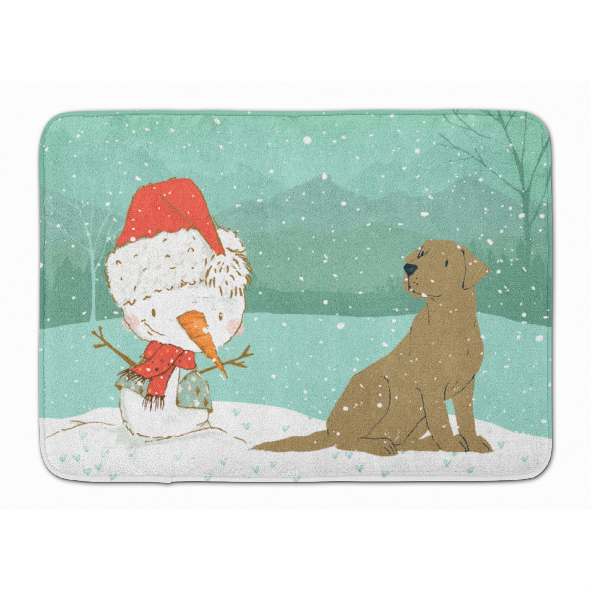 Caroline'S Treasures Chocolate Labrador Snowman Christmas Machine Washable Memory Foam Mat, Multicolor