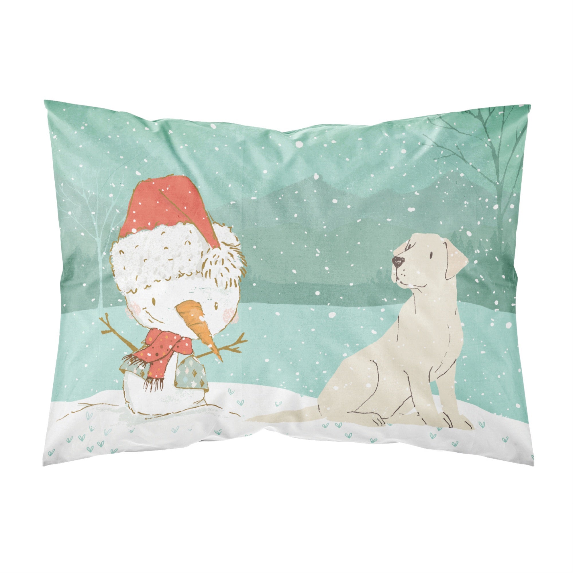 Caroline'S Treasures Snowman Yellow Labrador Christmas Fabric Standard Pillowcase