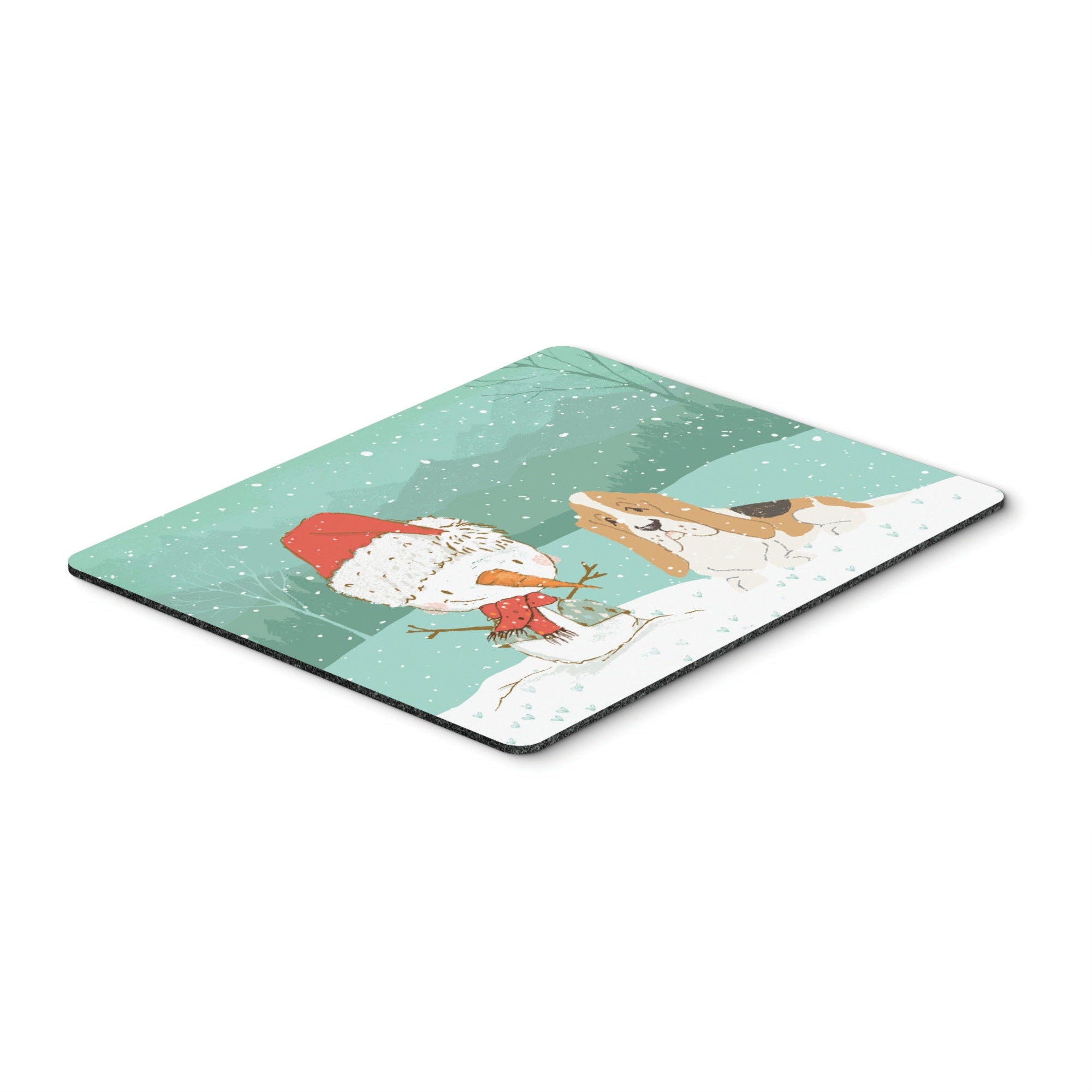 Basset Hound Snowman Christmas Mouse Pad, Hot Pad Or Trivet