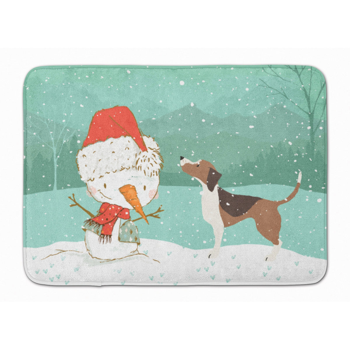 Caroline'S Treasures Beagle Snowman Christmas Machine Washable Memory Foam Mat, Multicolor