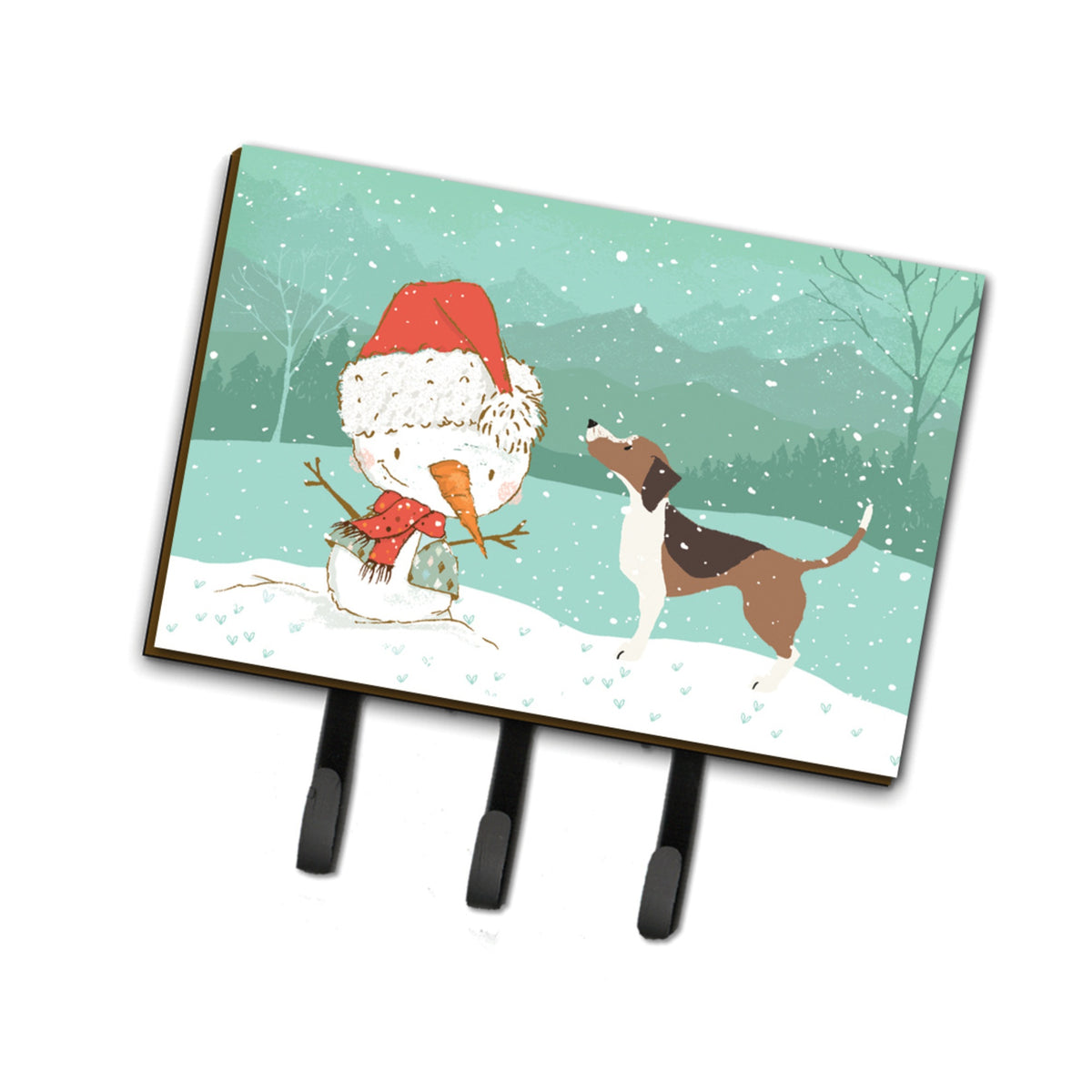 Caroline'S Treasures Beagle Snowman Christmas Leash Or Key Holder Hooks, Multicolor